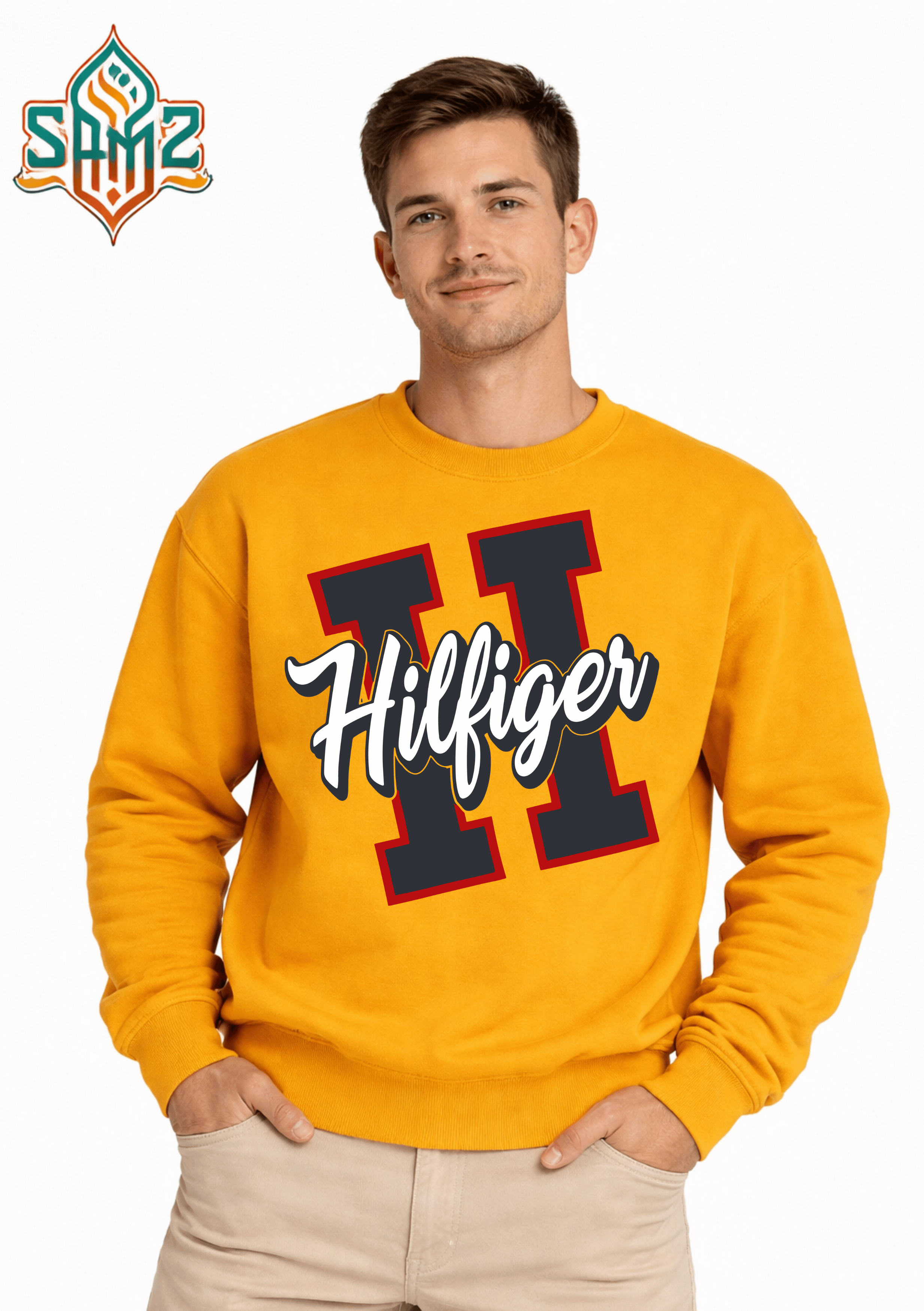 Hilfiger Bold Letter Logo – Premium DTF Transfer Print for T-Shirts | Custom Heat Transfer Unisex | High Quality Shirt Printing | SAMZ 24