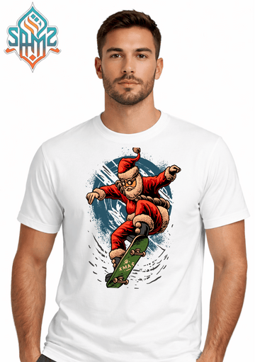 Skate Santa  – Premium DTF Transfer Print for T-Shirts | Custom Heat Transfer Design Unisex | High Quality Shirt Printing | SAMZ 24