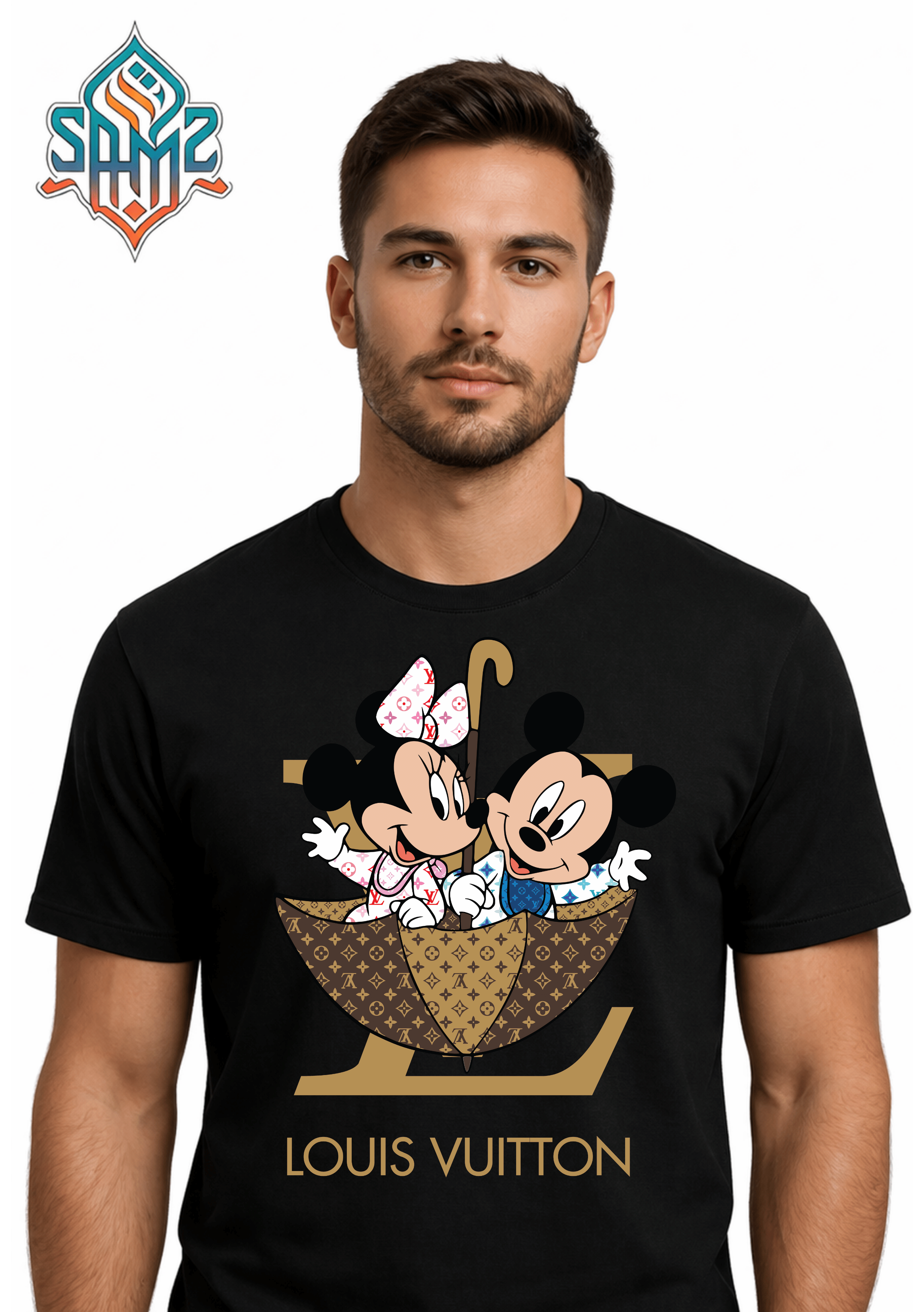 Louis Vuitton Mickey Mouse Couple – Premium DTF Transfer Print for T-Shirts | Custom Heat Transfer Design for Men Women Kids | High Quality Graphic Shirt Printing | SAMZ 24