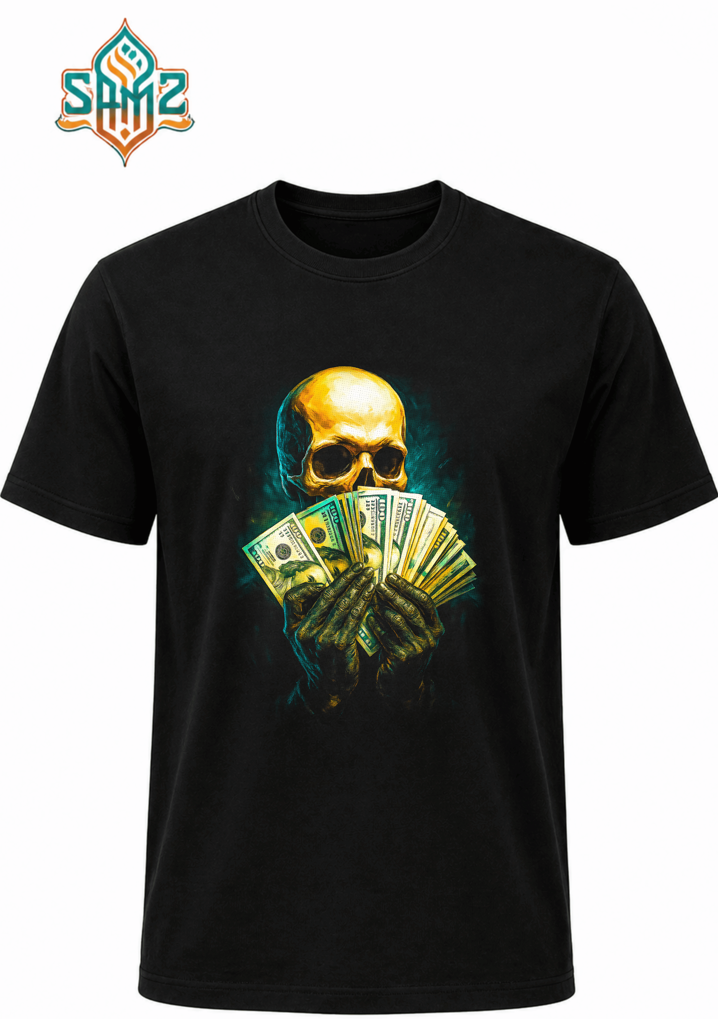 Money Games Pose Dynamic Skull – Premium DTF Transfer Print for T-Shirts | Custom Heat Transfer Design Unisex | High Quality Shirt Printing | SAMZ 24