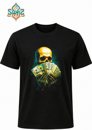 Money Games Pose Dynamic Skull – Premium DTF Transfer Print for T-Shirts | Custom Heat Transfer Design Unisex | High Quality Shirt Printing | SAMZ 24