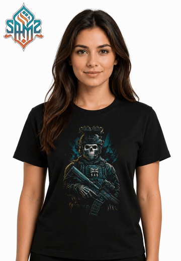 Skull Masked Military Man – Premium DTF Transfer Print for T-Shirts | Custom Heat Transfer Design Unisex | High Quality Shirt Printing | SAMZ 24