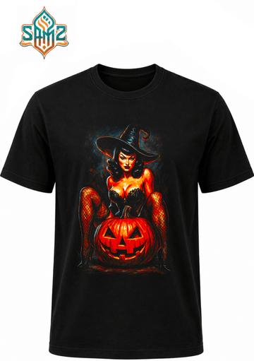 Pin-Up Witch – Premium DTF Transfer Print for T-Shirts | Custom Heat Transfer Design Unisex | High Quality Shirt Printing | SAMZ 24