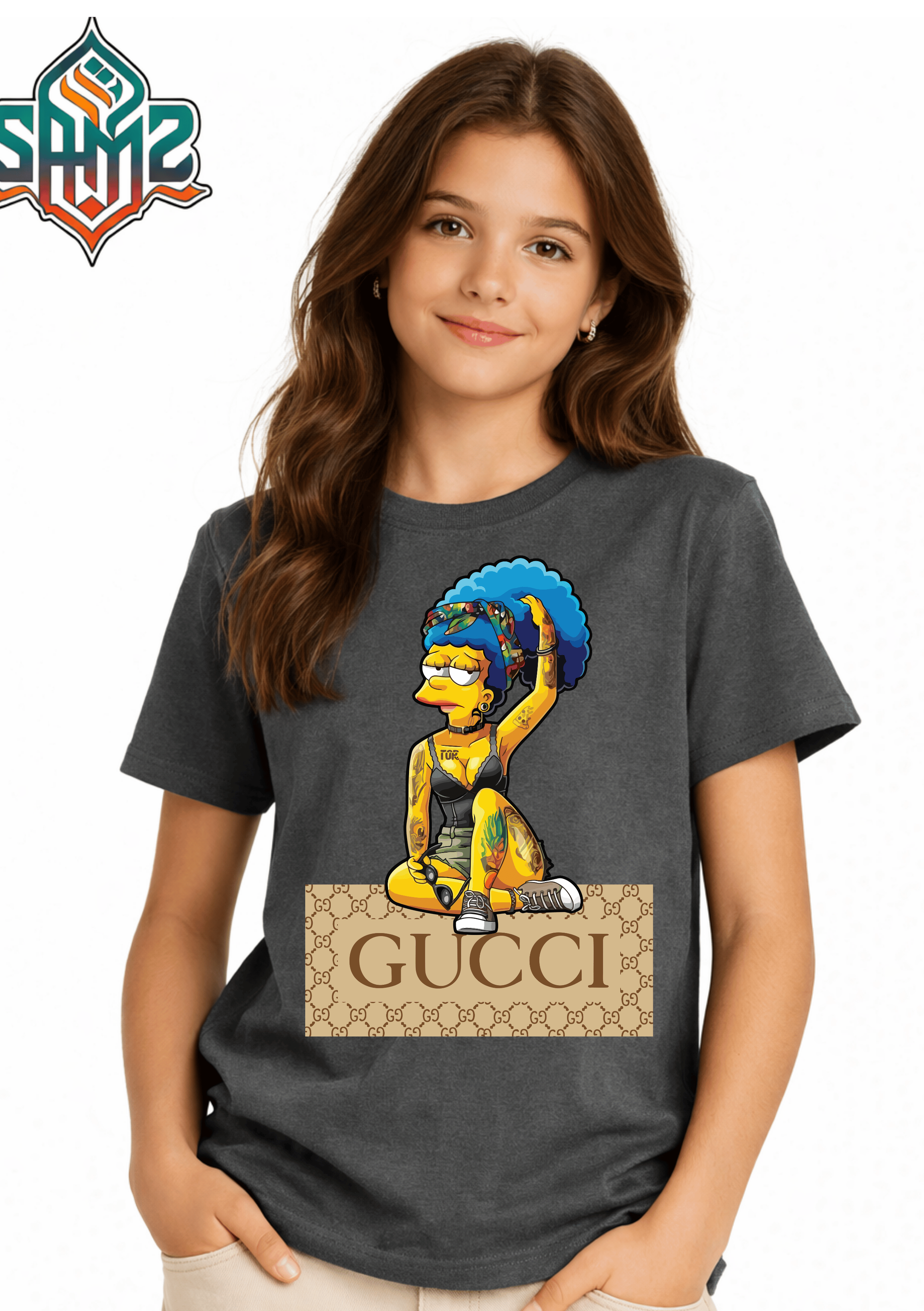 Marge Simpson Gucci – Premium DTF Transfer Print for T-Shirts | Custom Heat Transfer Design for Men Women Kids | High Quality Graphic Shirt Printing | SAMZ 24