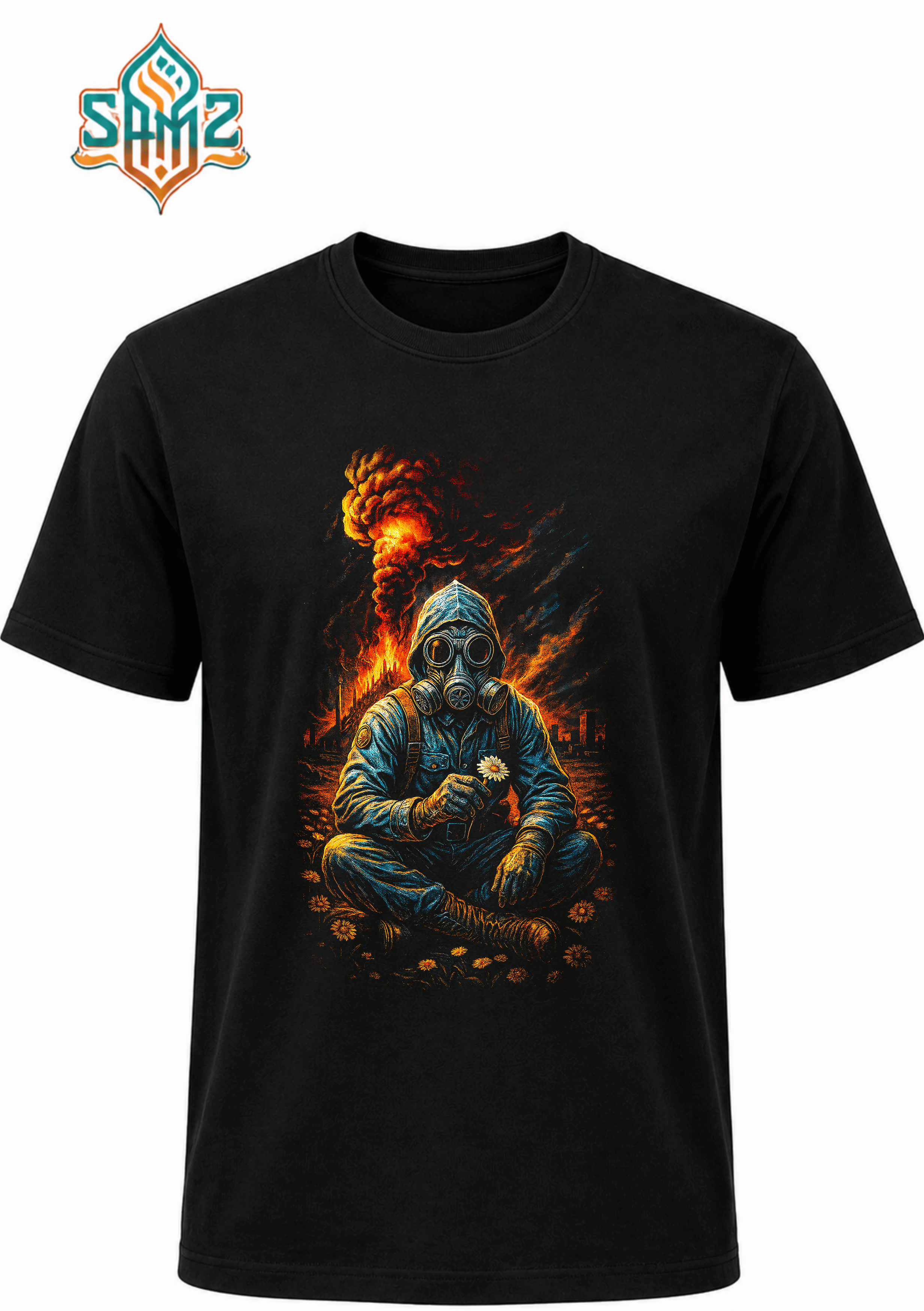 Gas Mask Men Realistic Impact Art – Premium DTF Transfer Print for T-Shirts | Custom Heat Transfer Design Unisex | High Quality Shirt Printing | SAMZ 24