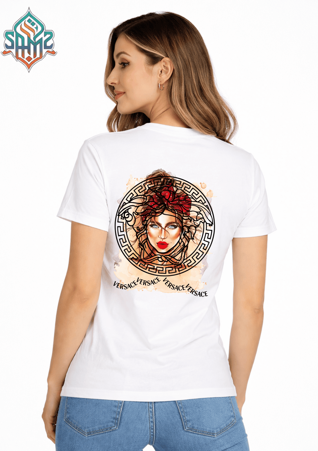 WOMAN VERSACE – Premium DTF Transfer Print for T-Shirts | Custom Heat Transfer Design for Men Women Kids | High Quality Graphic Shirt Printing | SAMZ 24