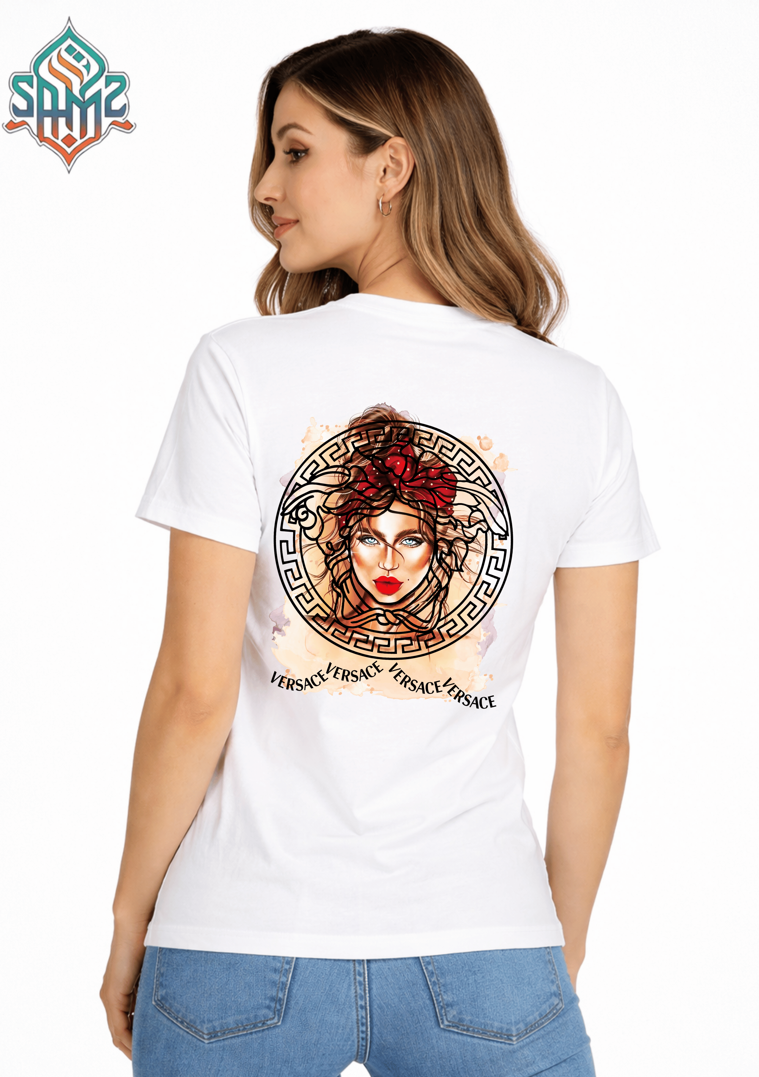 WOMAN VERSACE – Premium DTF Transfer Print for T-Shirts | Custom Heat Transfer Design for Men Women Kids | High Quality Graphic Shirt Printing | SAMZ 24