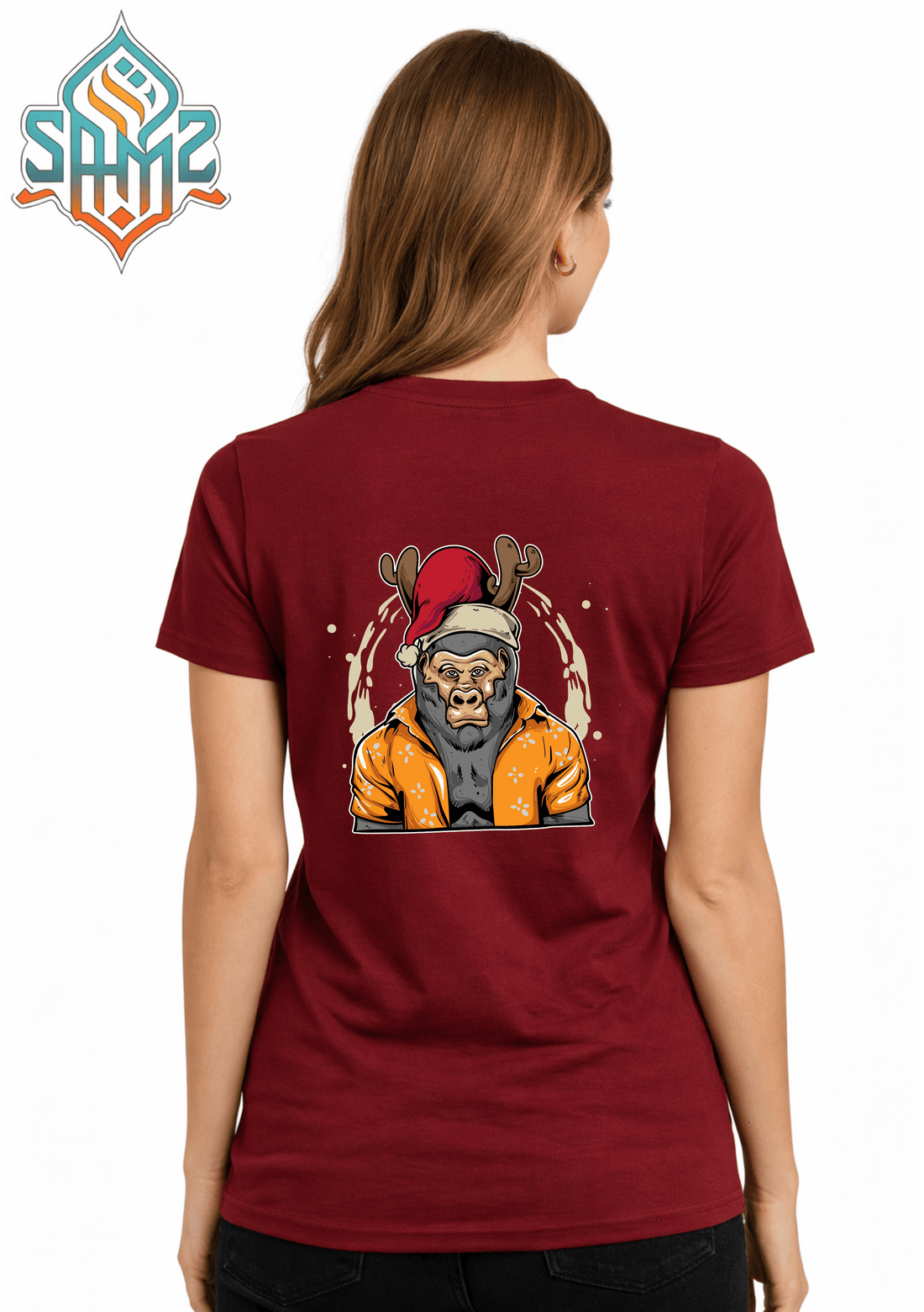 Christmas Gorilla – Premium DTF Transfer Print for T-Shirts | Custom Heat Transfer Unisex | High Quality Shirt Printing | SAMZ 24
