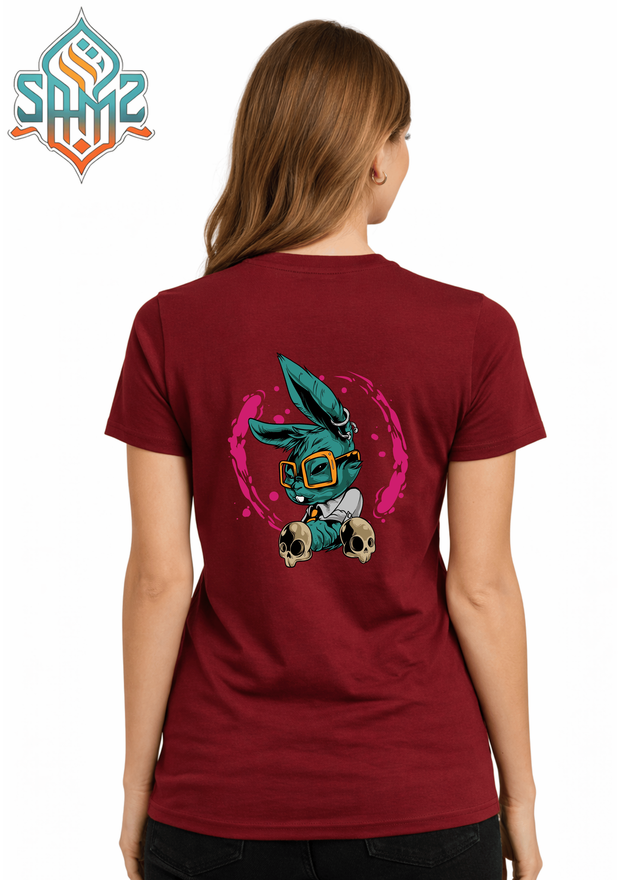 Street Bunny Skull – Premium DTF Transfer Print for T-Shirts | Custom Heat Transfer Unisex | High Quality Shirt Printing | SAMZ 24