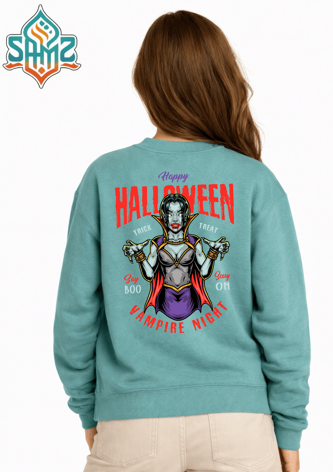Happy Halloween Vampire Night – Premium DTF Transfer Print for T-Shirts | Custom Heat Transfer Unisex | High Quality Shirt Printing | SAMZ 24