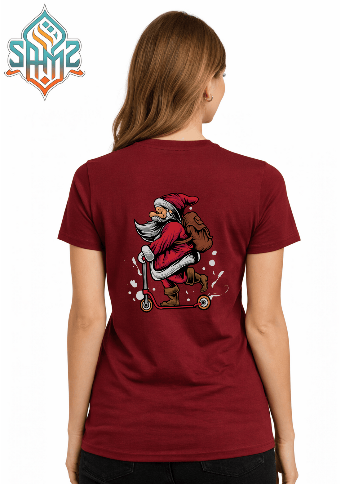 Santa Scooter – Premium DTF Transfer Print for T-Shirts | Custom Heat Transfer Unisex | High Quality Shirt Printing | SAMZ 24