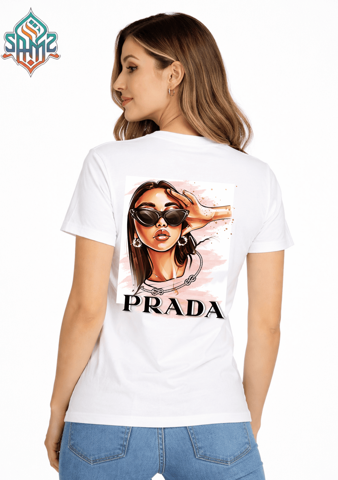 WOMAN PRADA – Premium DTF Transfer Print for T-Shirts | Custom Heat Transfer Design for Men Women Kids | High Quality Graphic Shirt Printing | SAMZ 24
