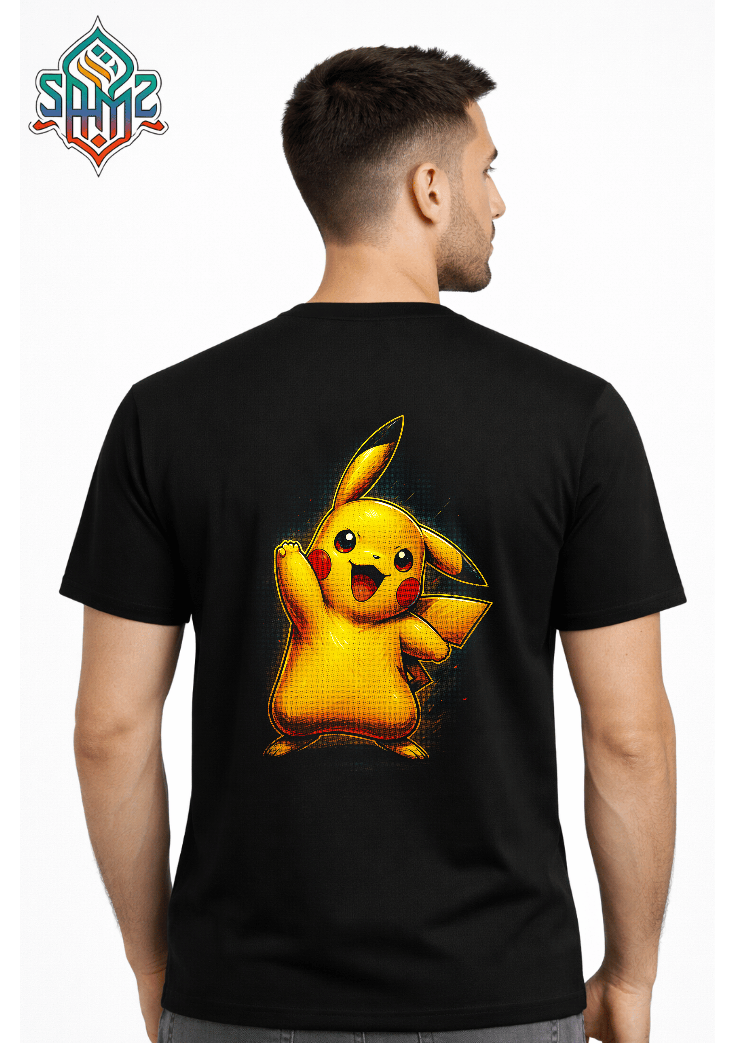 Cute Pikachu Happy Pose – Premium DTF Transfer Print for T-Shirts | Custom Heat Transfer Design Unisex | High Quality Shirt Printing | SAMZ 24