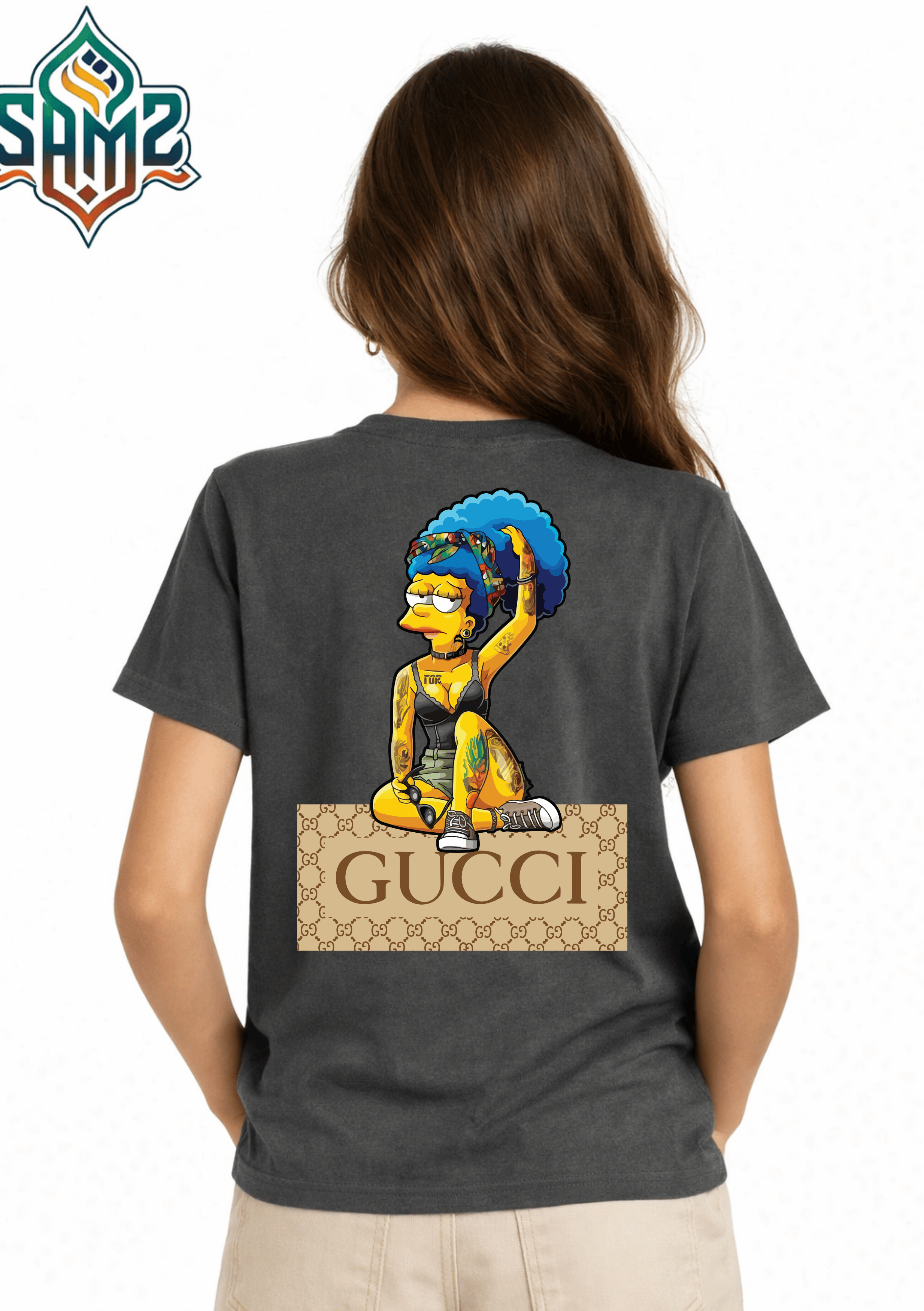 Marge Simpson Gucci – Premium DTF Transfer Print for T-Shirts | Custom Heat Transfer Design for Men Women Kids | High Quality Graphic Shirt Printing | SAMZ 24
