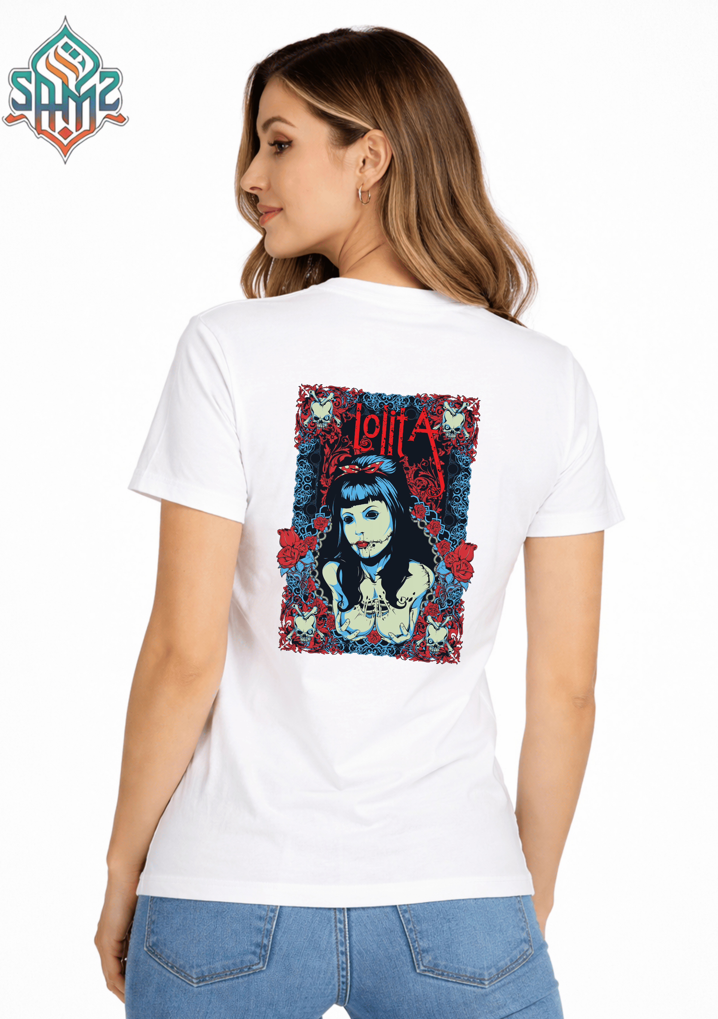 Lolita Gothic Skull Frame – Premium DTF Transfer Print for T-Shirts | Custom Heat Transfer Unisex | High Quality Shirt Printing | SAMZ 24