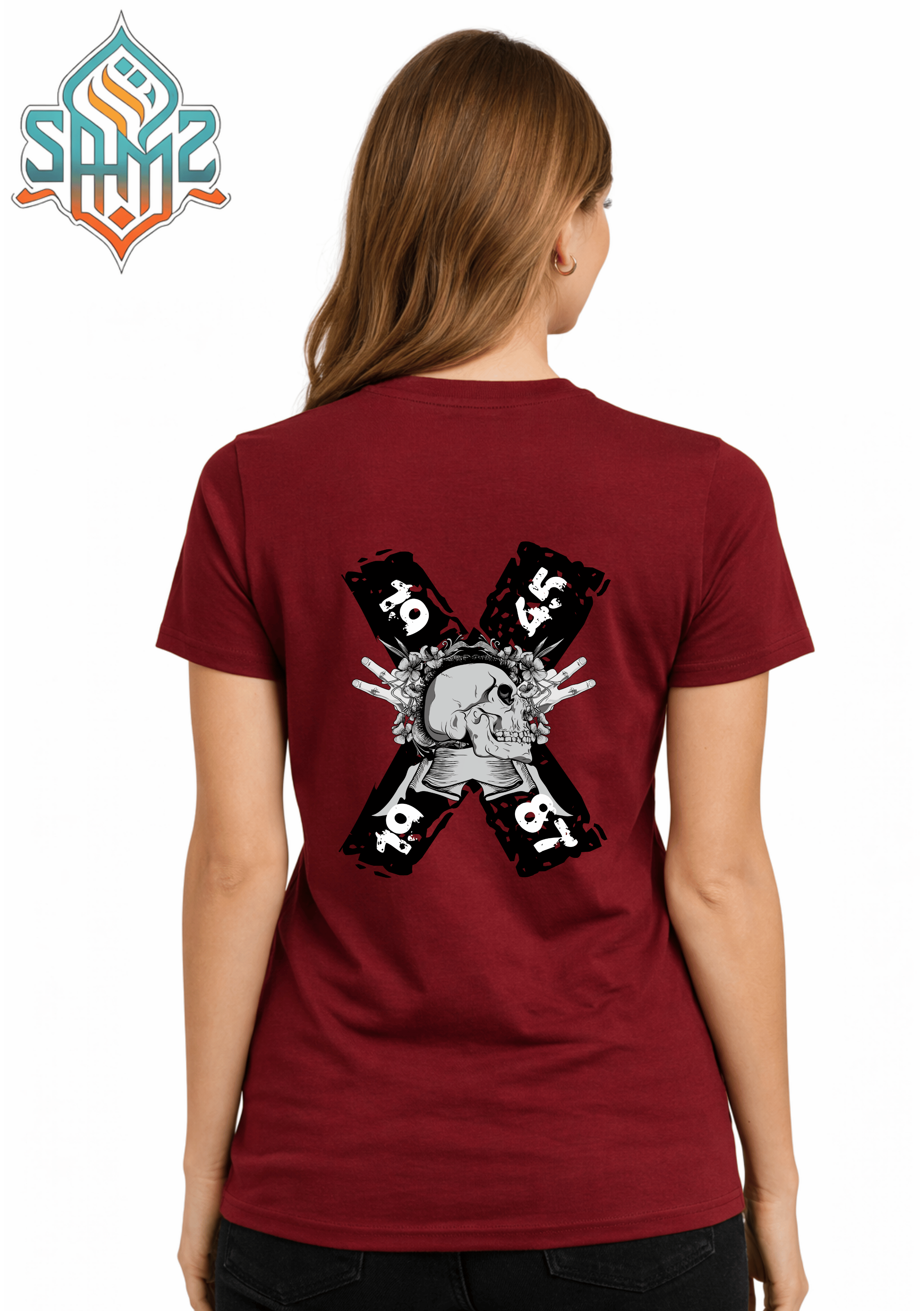 Skull Floral Rebel – Premium DTF Transfer Print for T-Shirts | Custom Heat Transfer Unisex | High Quality Shirt Printing | SAMZ 24