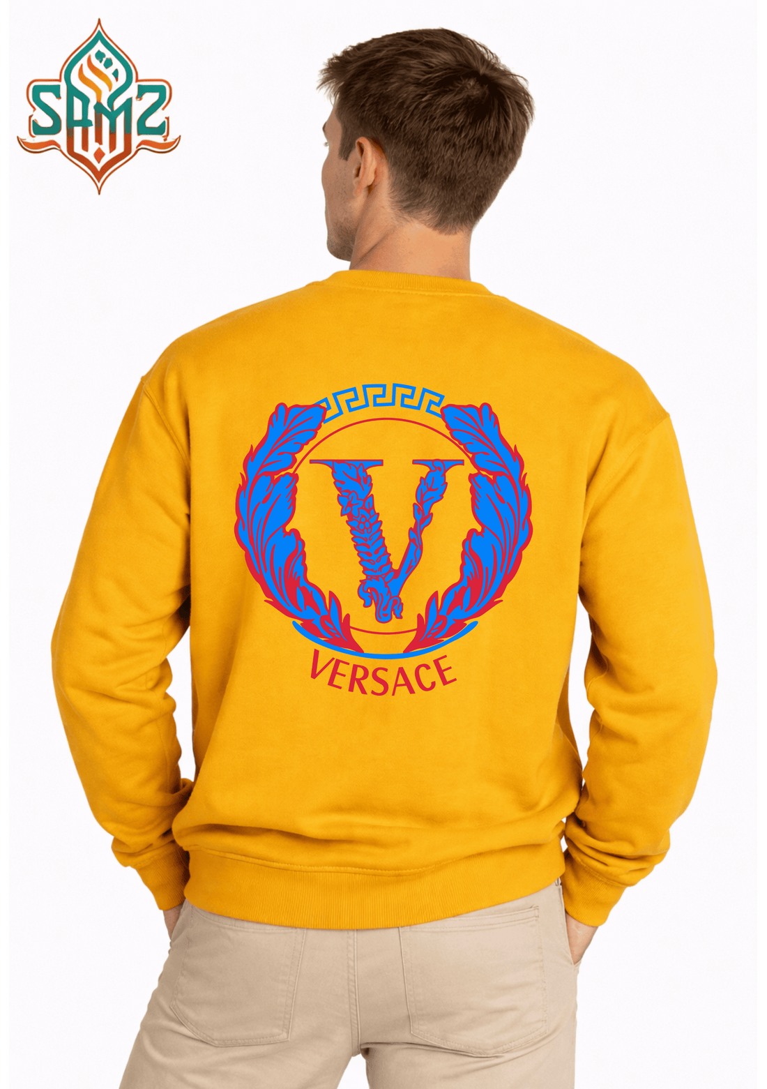 Versace Blue Crest Logo – Premium DTF Transfer Print for T-Shirts | Custom Heat Transfer Unisex | High Quality Shirt Printing | SAMZ 24
