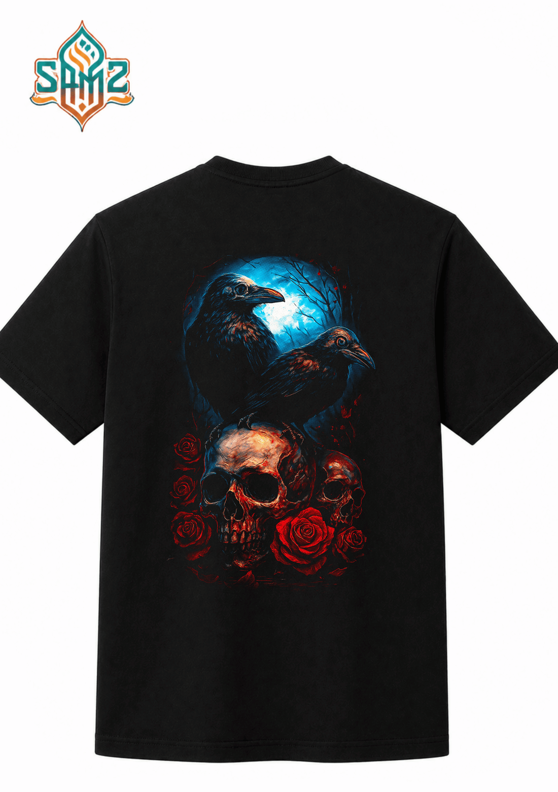 Ravens On Skull – Premium DTF Transfer Print for T-Shirts | Custom Heat Transfer Design Unisex | High Quality Shirt Printing | SAMZ 24