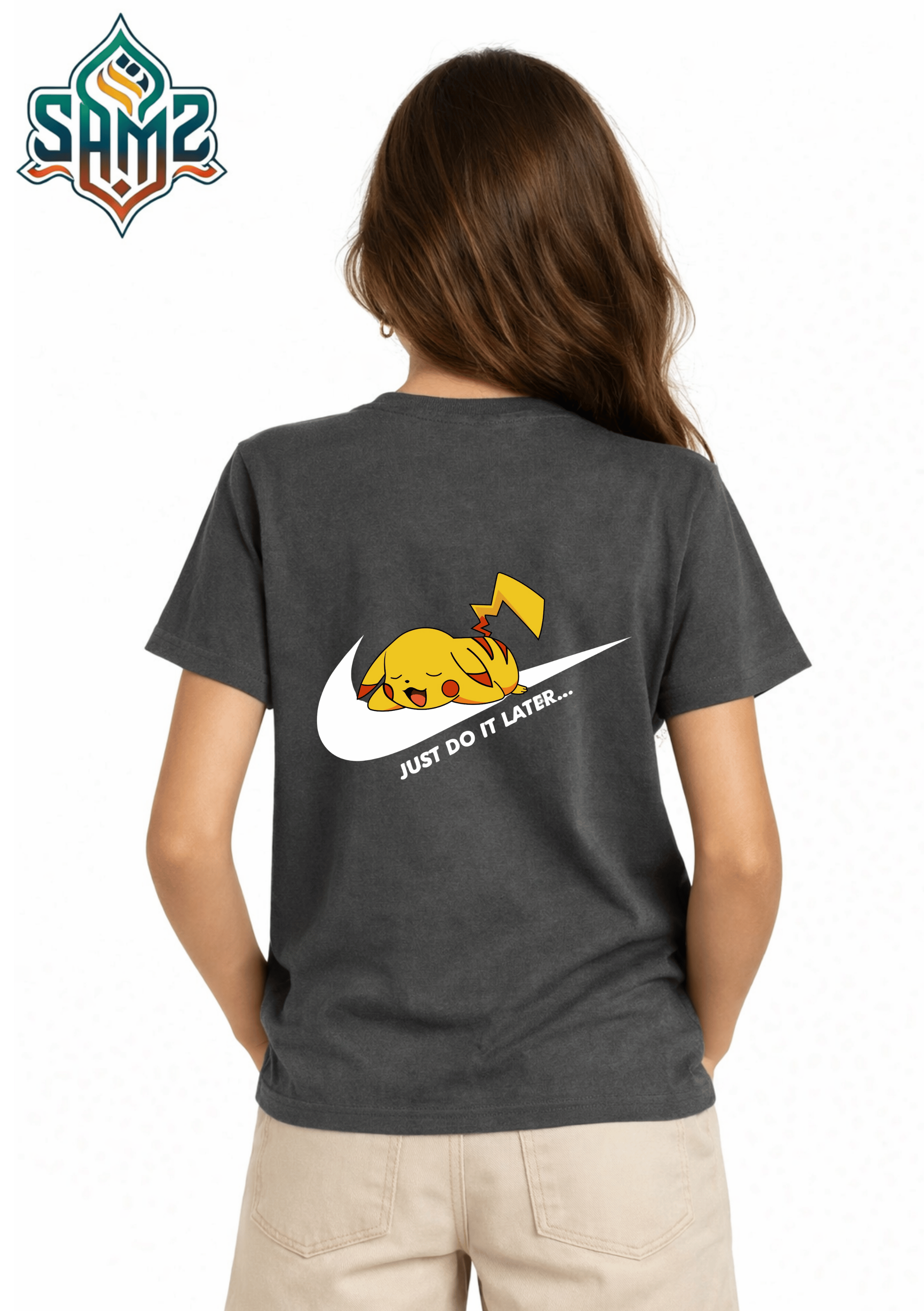 Just Do It Later Pikachu Nike – Premium DTF Transfer Print for T-Shirts | Custom Heat Transfer Design for Men Women Kids | High Quality Graphic Shirt Printing | SAMZ 24