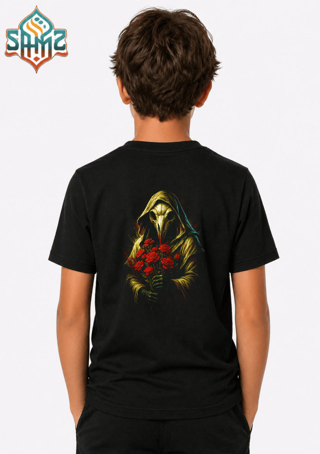 Plague Doctor with Flowers - Premium DTF Transfer Print for T-Shirts | Custom Heat Transfer Design Unisex | High Quality Shirt Printing | SAMZ 24