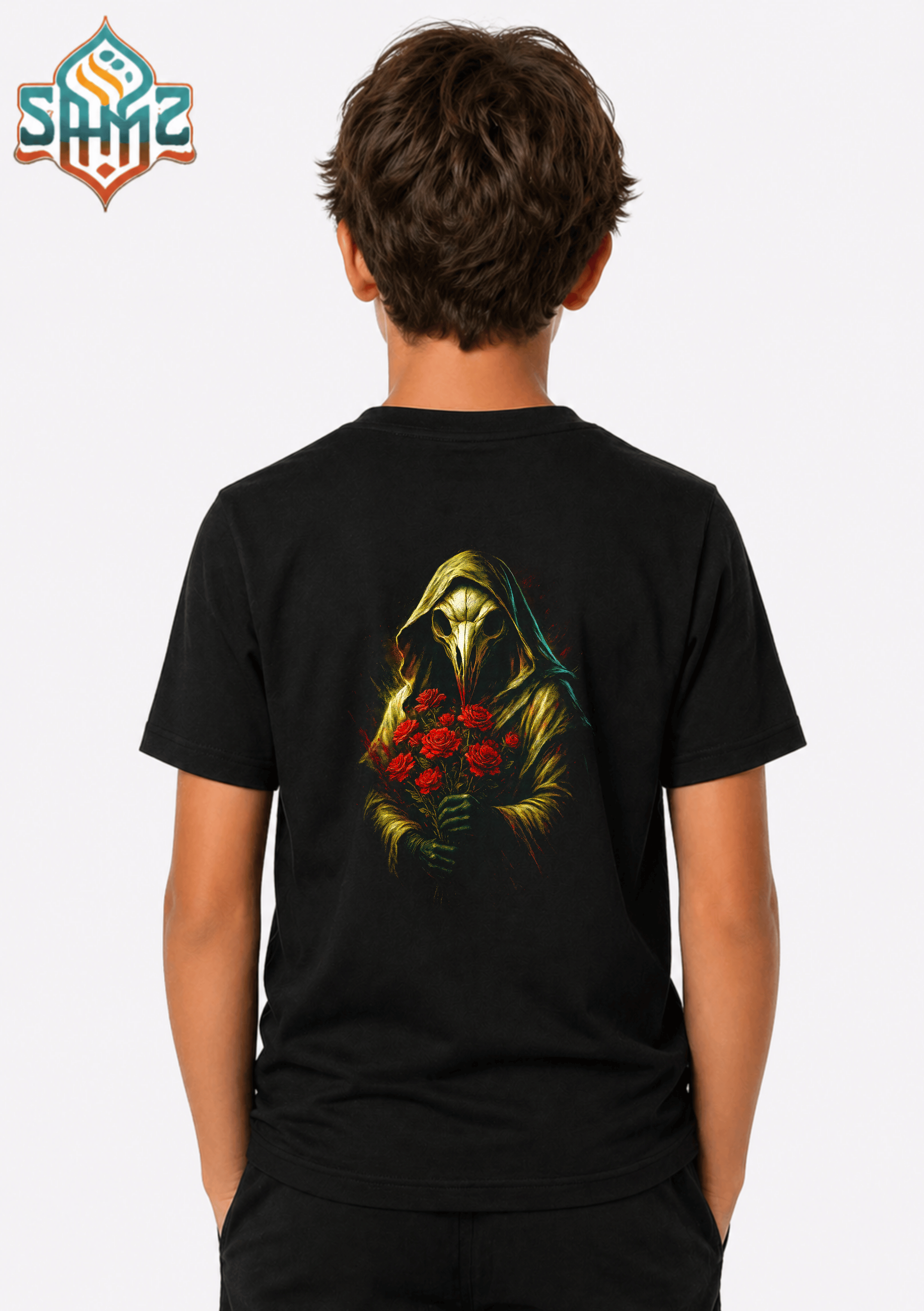 Plague Doctor with Flowers - Premium DTF Transfer Print for T-Shirts | Custom Heat Transfer Design Unisex | High Quality Shirt Printing | SAMZ 24