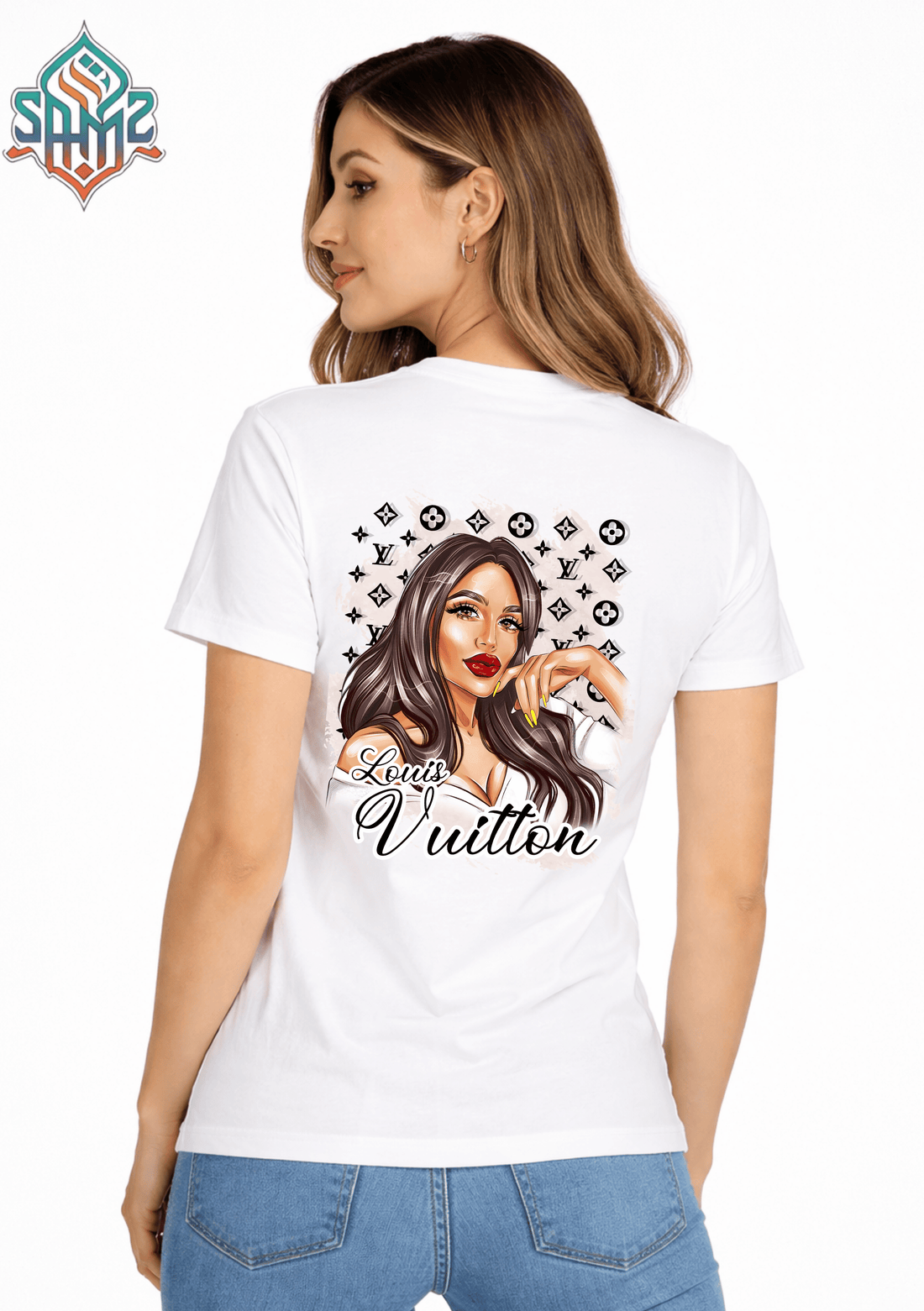 WOMAN LOUIS VUITTON – Premium DTF Transfer Print for T-Shirts | Custom Heat Transfer Design for Men Women Kids | High Quality Graphic Shirt Printing | SAMZ 24