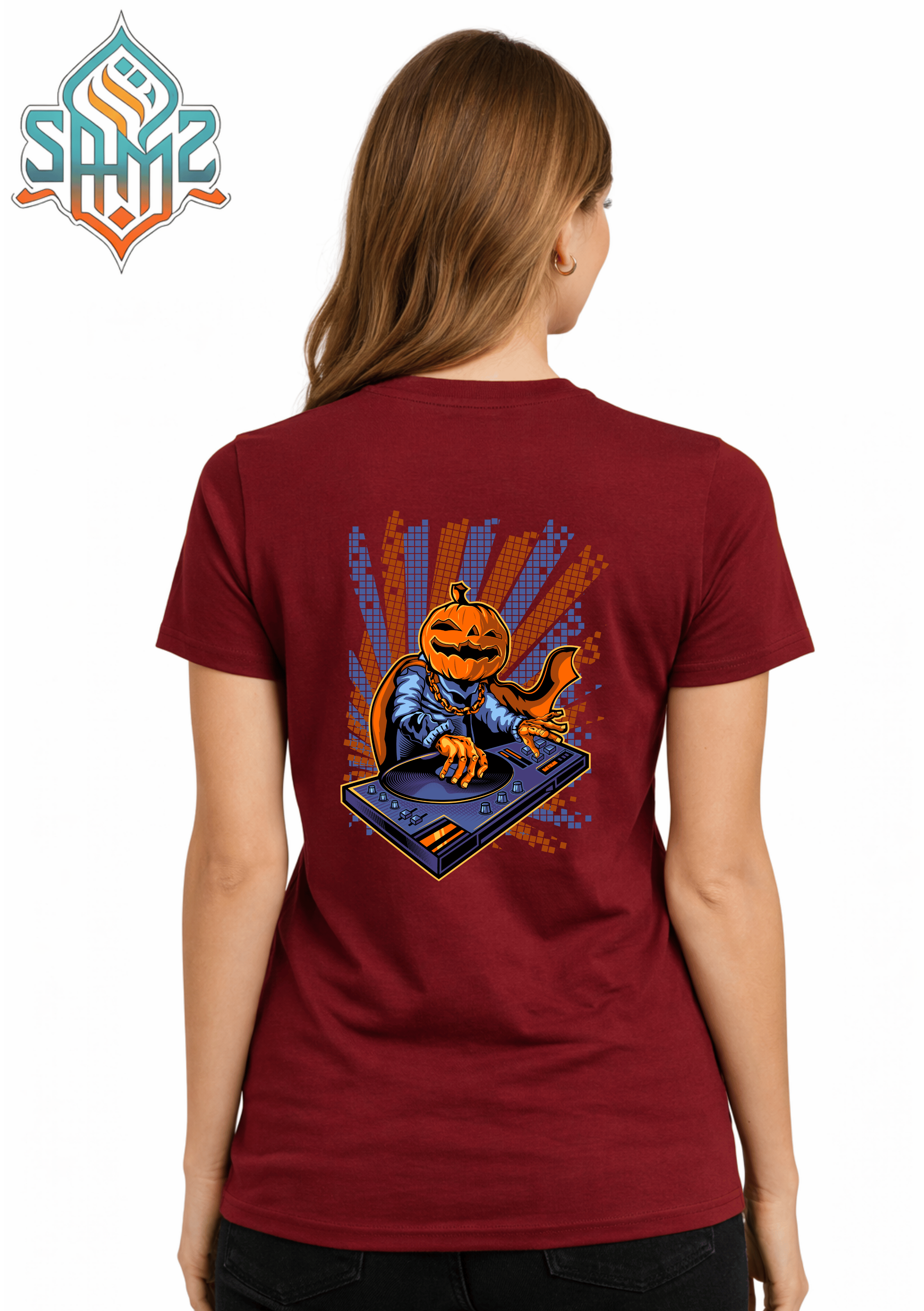 Halloween DJ Pumpkin – Premium DTF Transfer Print for T-Shirts | Custom Heat Transfer Unisex | High Quality Shirt Printing | SAMZ 24