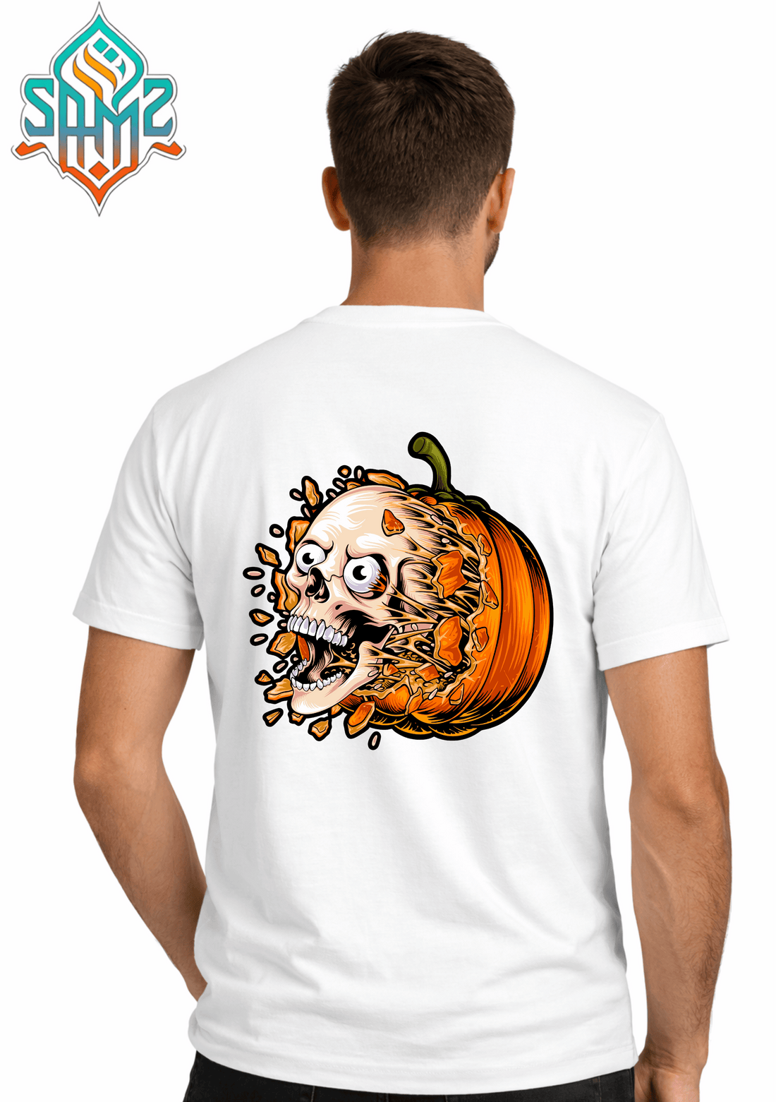 Pumpkin Skull – Premium DTF Transfer Print for T-Shirts | Custom Heat Transfer Design Unisex | High Quality Shirt Printing | SAMZ 24
