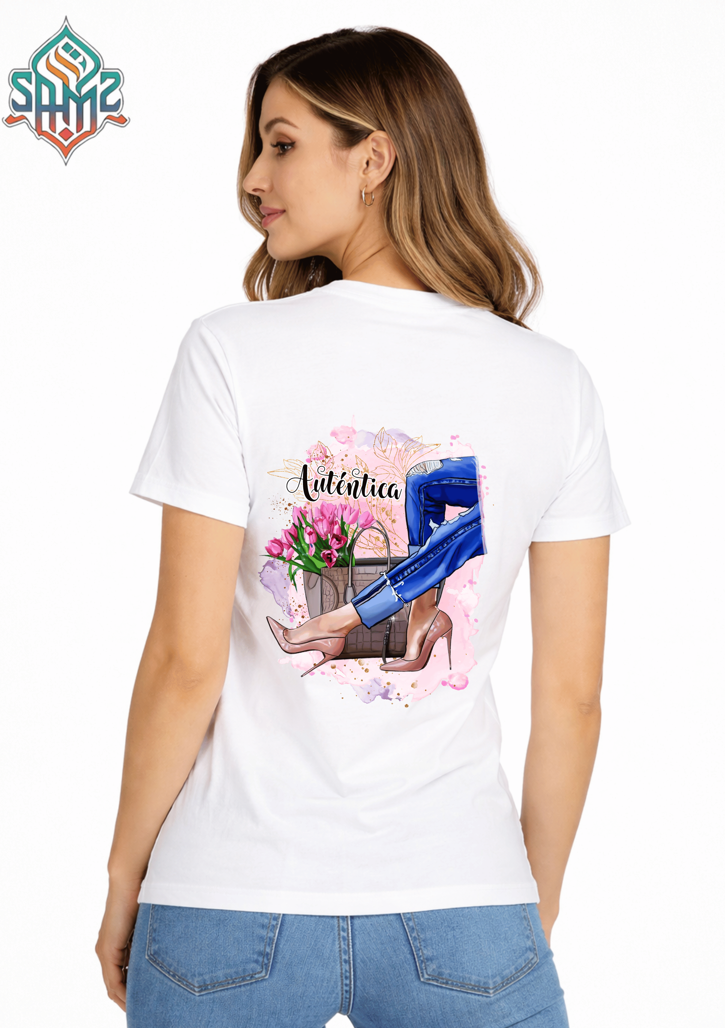 AUTENTICA TACONES BEIGE – Premium DTF Transfer Print for T-Shirts | Custom Heat Transfer Design for Men Women Kids | High Quality Graphic Shirt Printing | SAMZ 24