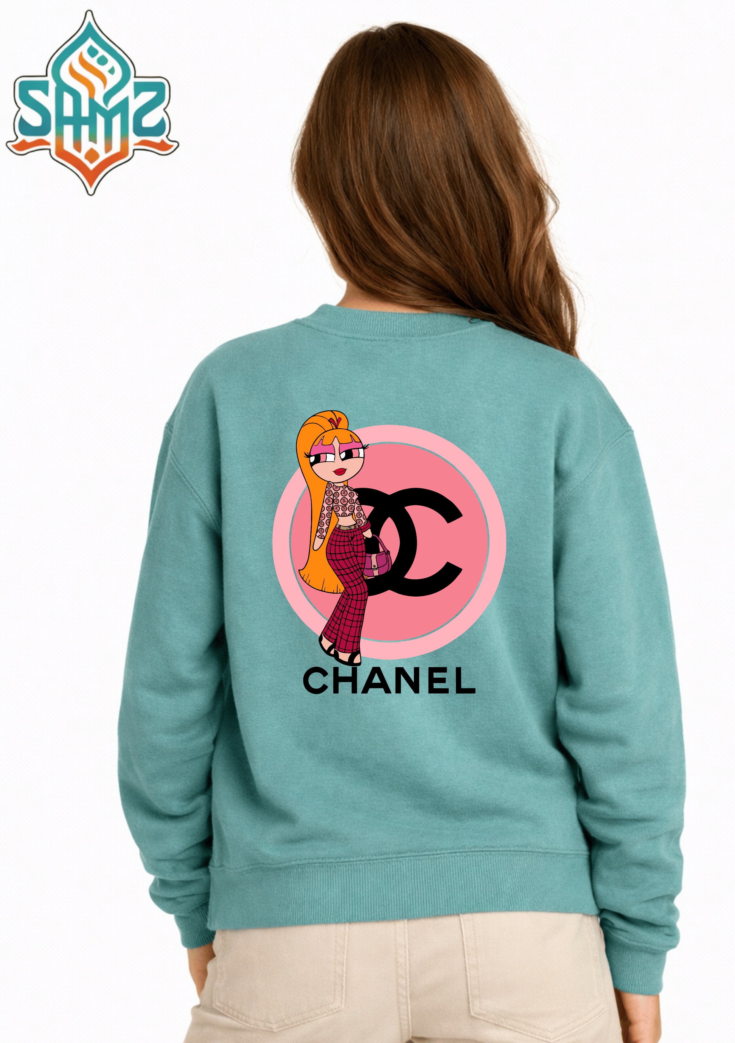 Chanel Cartoon Fashion Girl – Premium DTF Transfer Print for T-Shirts | Custom Heat Transfer Unisex | High Quality Shirt Printing | SAMZ 24
