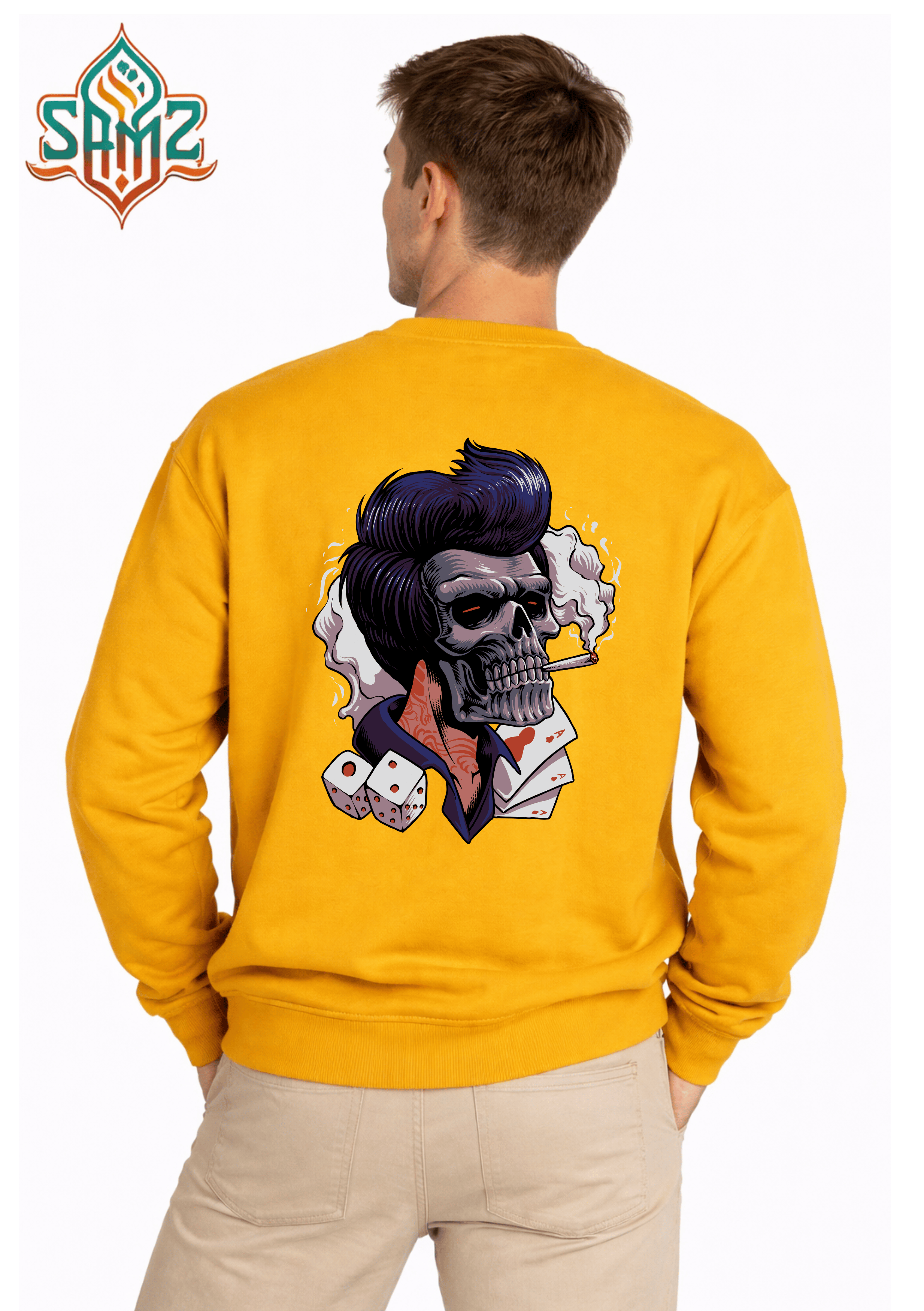 Skull Gambler Smoke – Premium DTF Transfer Print for T-Shirts | Custom Heat Transfer Unisex | High Quality Shirt Printing | SAMZ 24