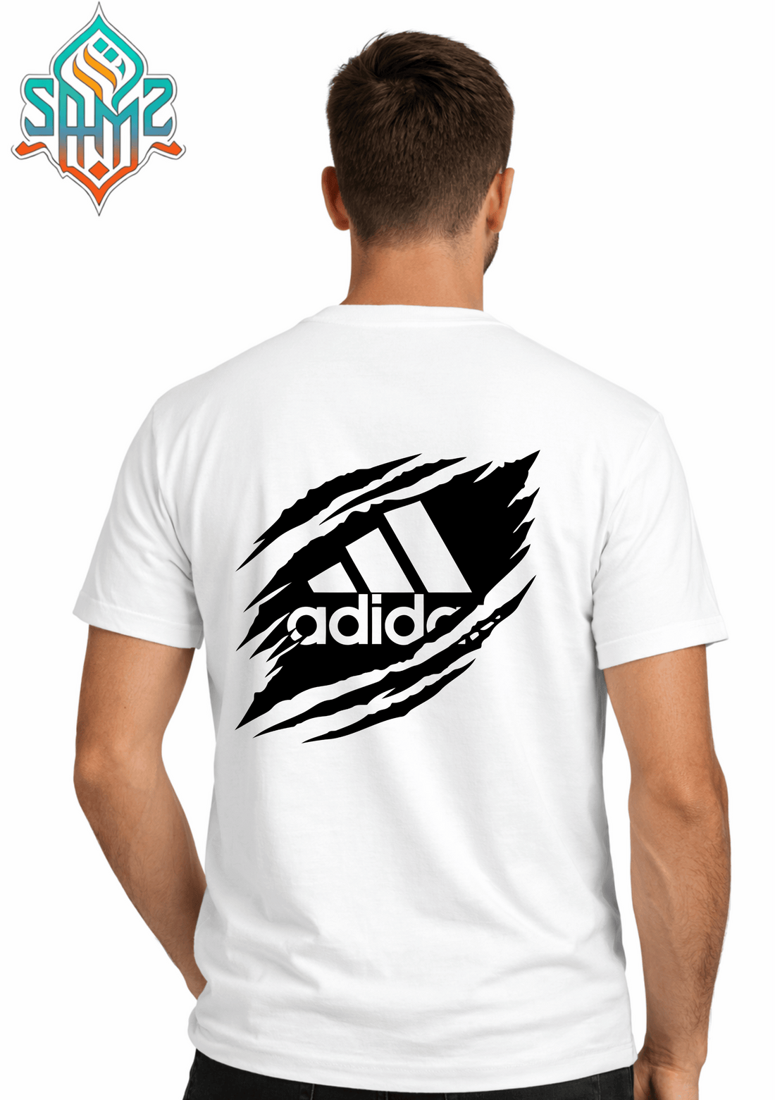 Adidas Cyan Brush – Premium DTF Transfer Print for T-Shirts | Custom Heat Transfer Design Unisex | High Quality Shirt Printing | SAMZ 24