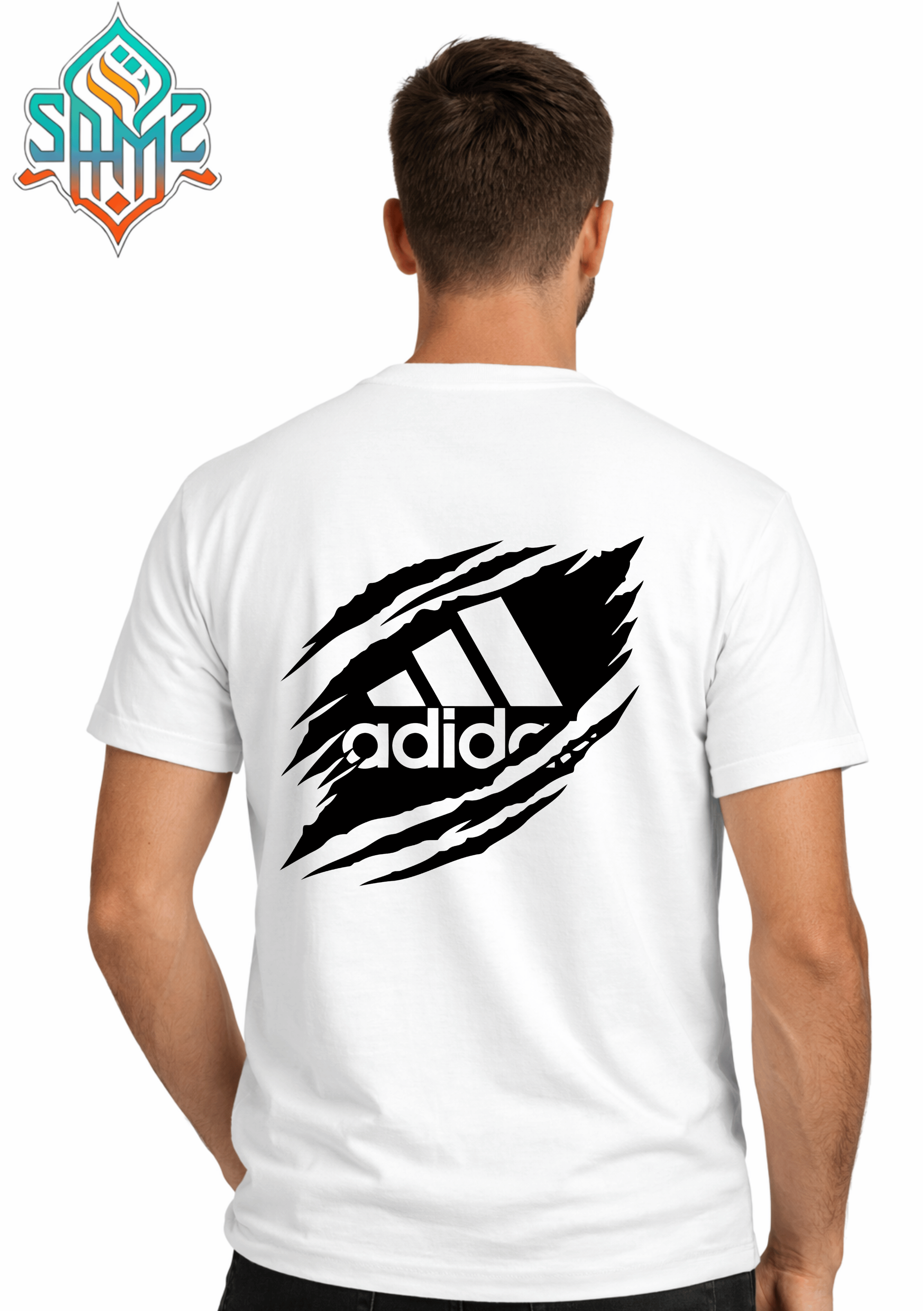 Adidas Cyan Brush – Premium DTF Transfer Print for T-Shirts | Custom Heat Transfer Design Unisex | High Quality Shirt Printing | SAMZ 24