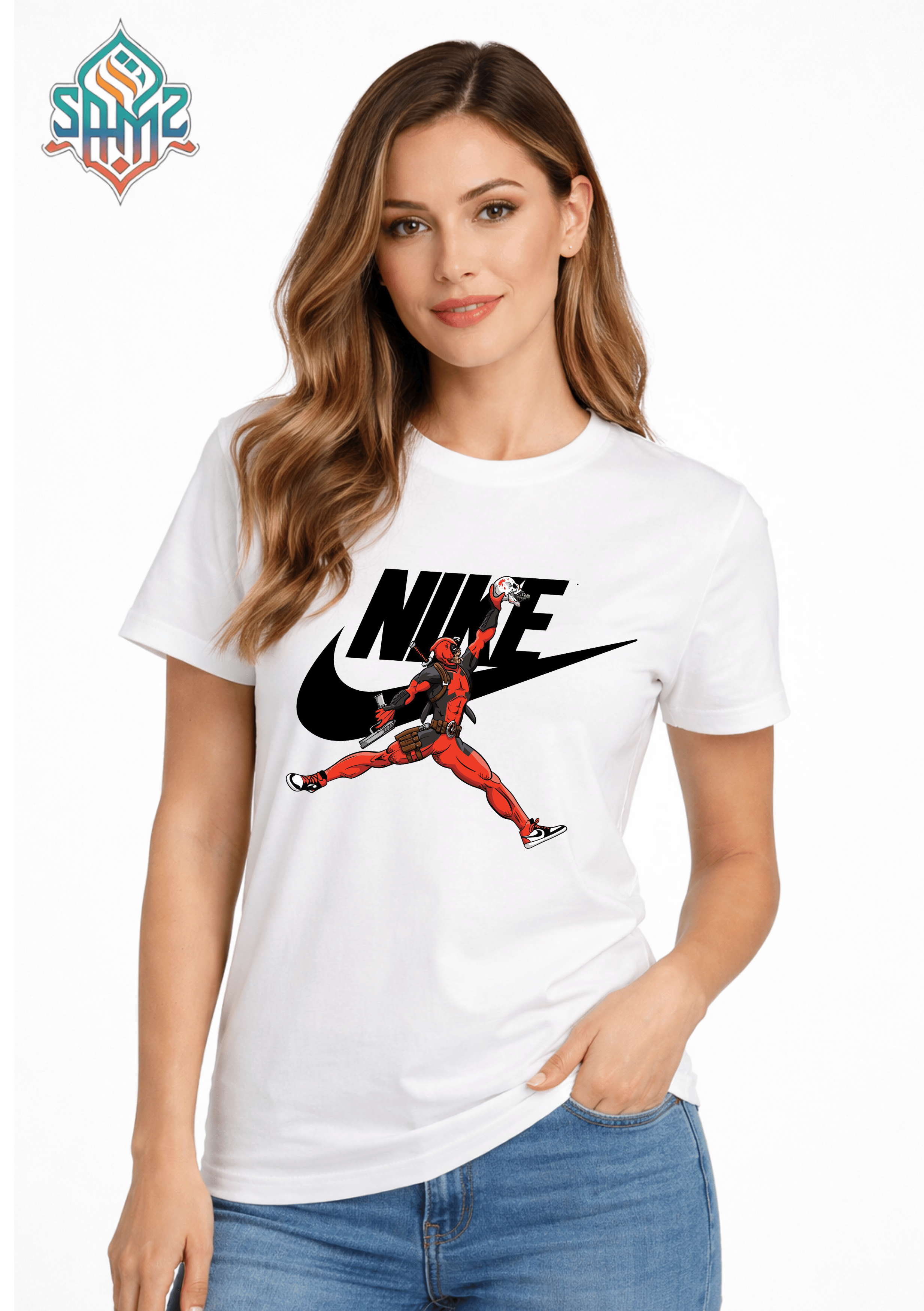 Deadpool Nike – Premium DTF Transfer Print for T-Shirts | Custom Heat Transfer Design for Men Women Kids | High Quality Graphic Shirt Printing | SAMZ 24