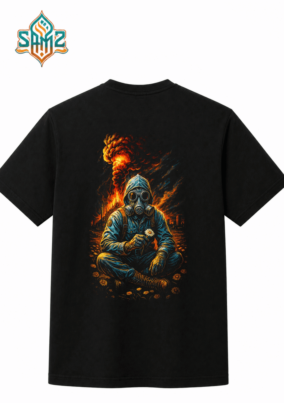 Gas Mask Men Realistic Impact Art – Premium DTF Transfer Print for T-Shirts | Custom Heat Transfer Design Unisex | High Quality Shirt Printing | SAMZ 24
