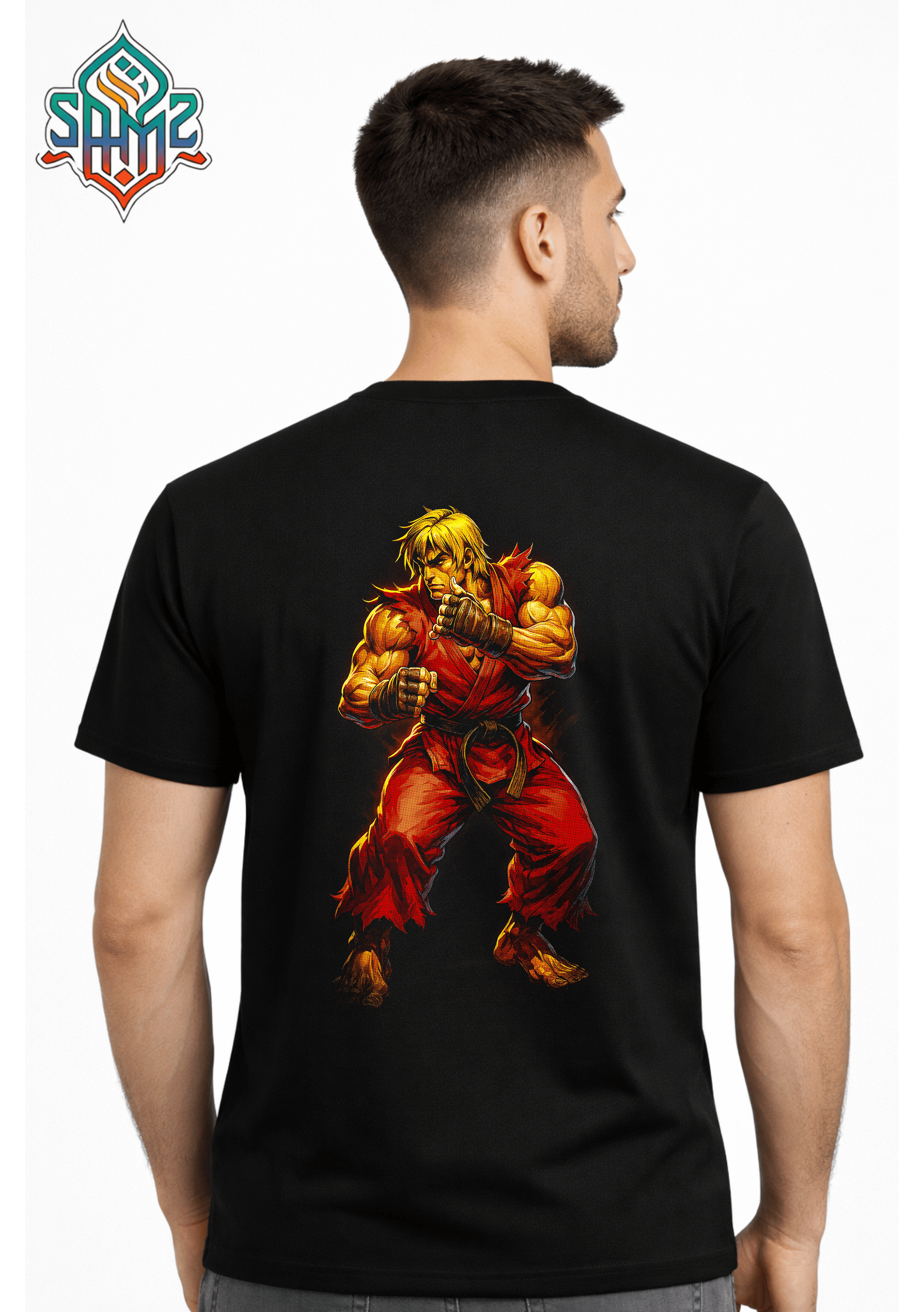 Street Fighter Ken Style Warrior – Premium DTF Transfer Print for T-Shirts | Custom Heat Transfer Design Unisex | High Quality Shirt Printing | SAMZ 24