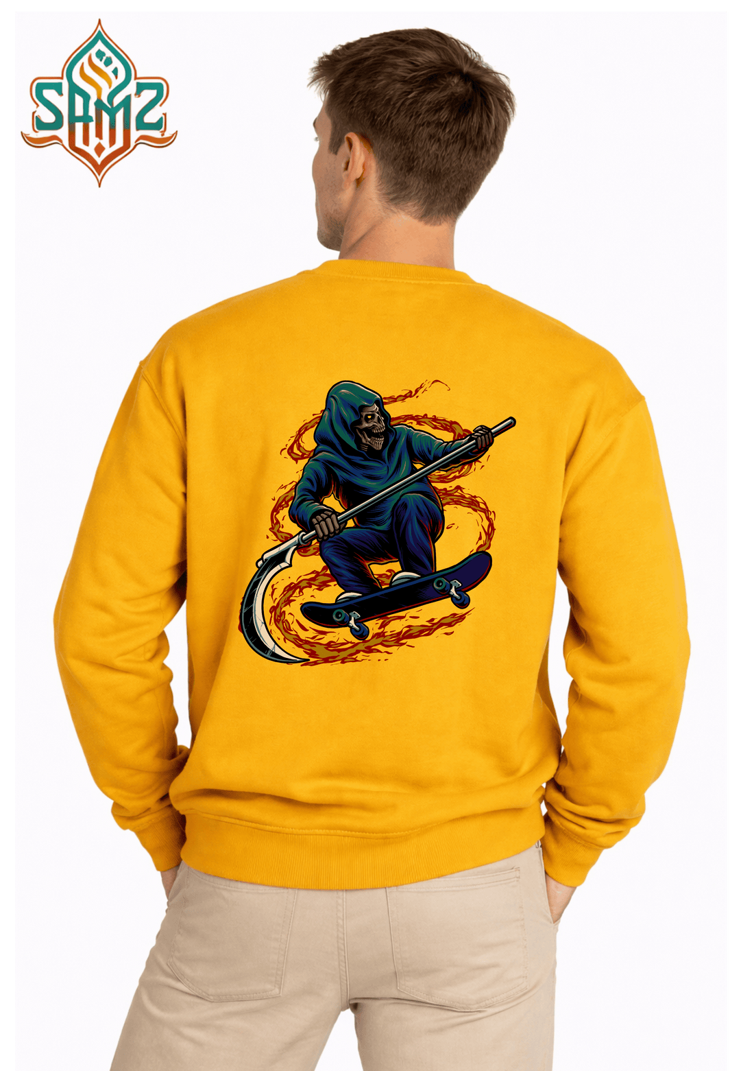 Skate Reaper Fire Ride – Premium DTF Transfer Print for T-Shirts | Custom Heat Transfer Unisex | High Quality Shirt Printing | SAMZ 24