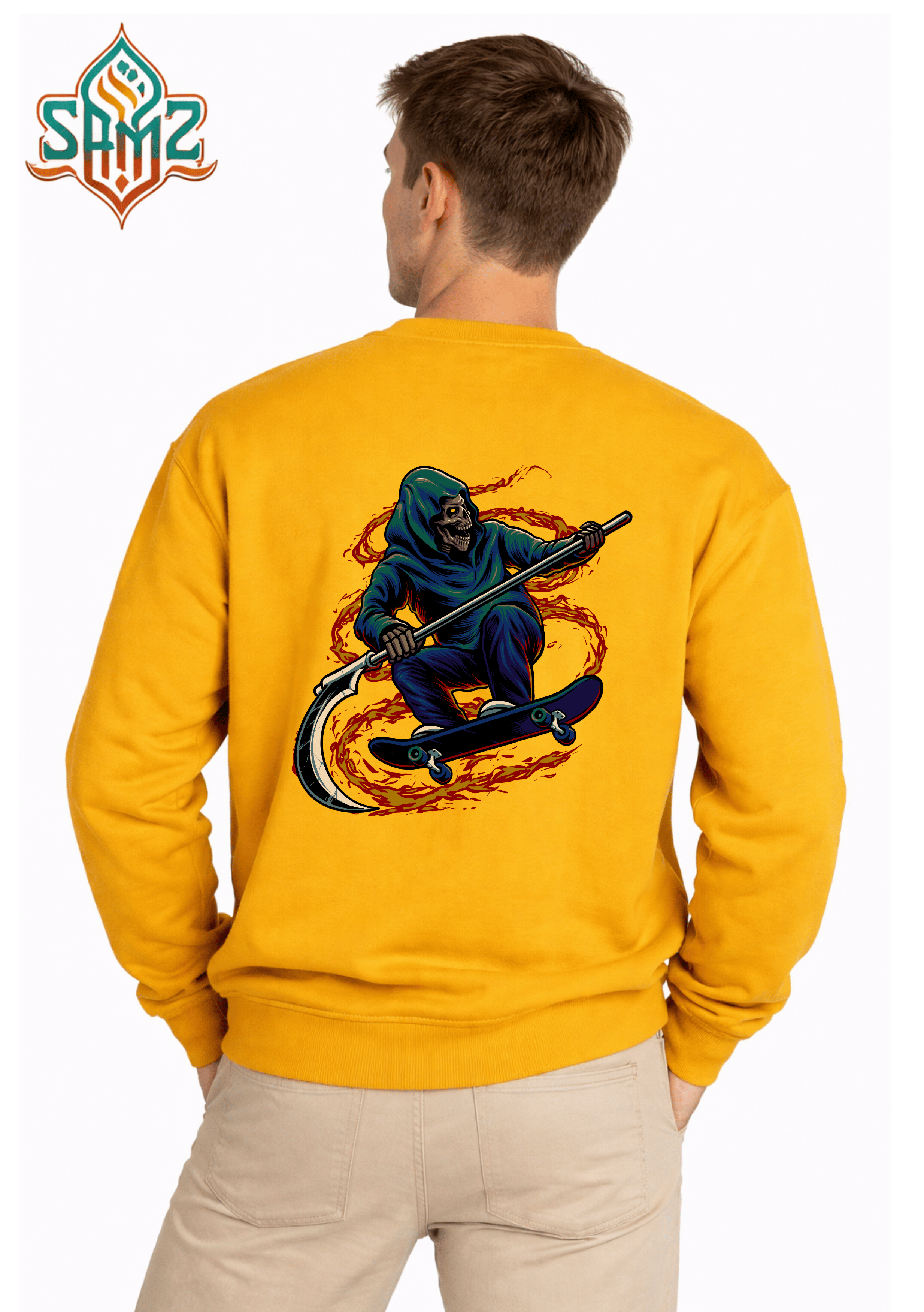 Skate Reaper Fire Ride – Premium DTF Transfer Print for T-Shirts | Custom Heat Transfer Unisex | High Quality Shirt Printing | SAMZ 24