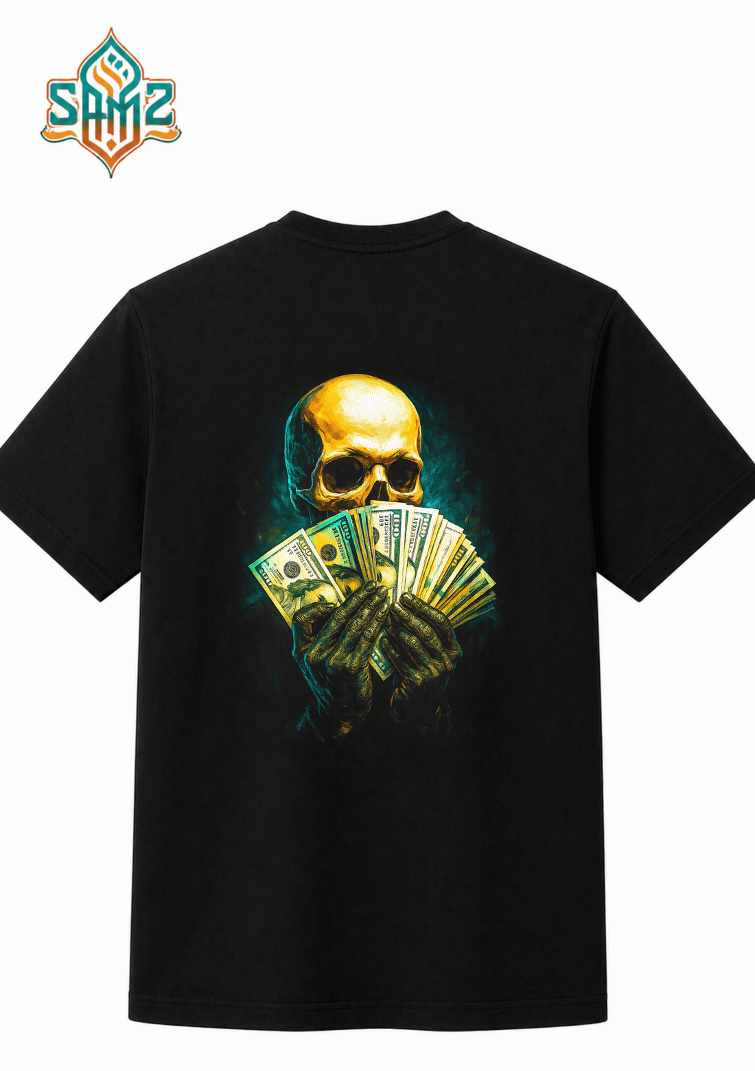 Money Games Pose Dynamic Skull – Premium DTF Transfer Print for T-Shirts | Custom Heat Transfer Design Unisex | High Quality Shirt Printing | SAMZ 24