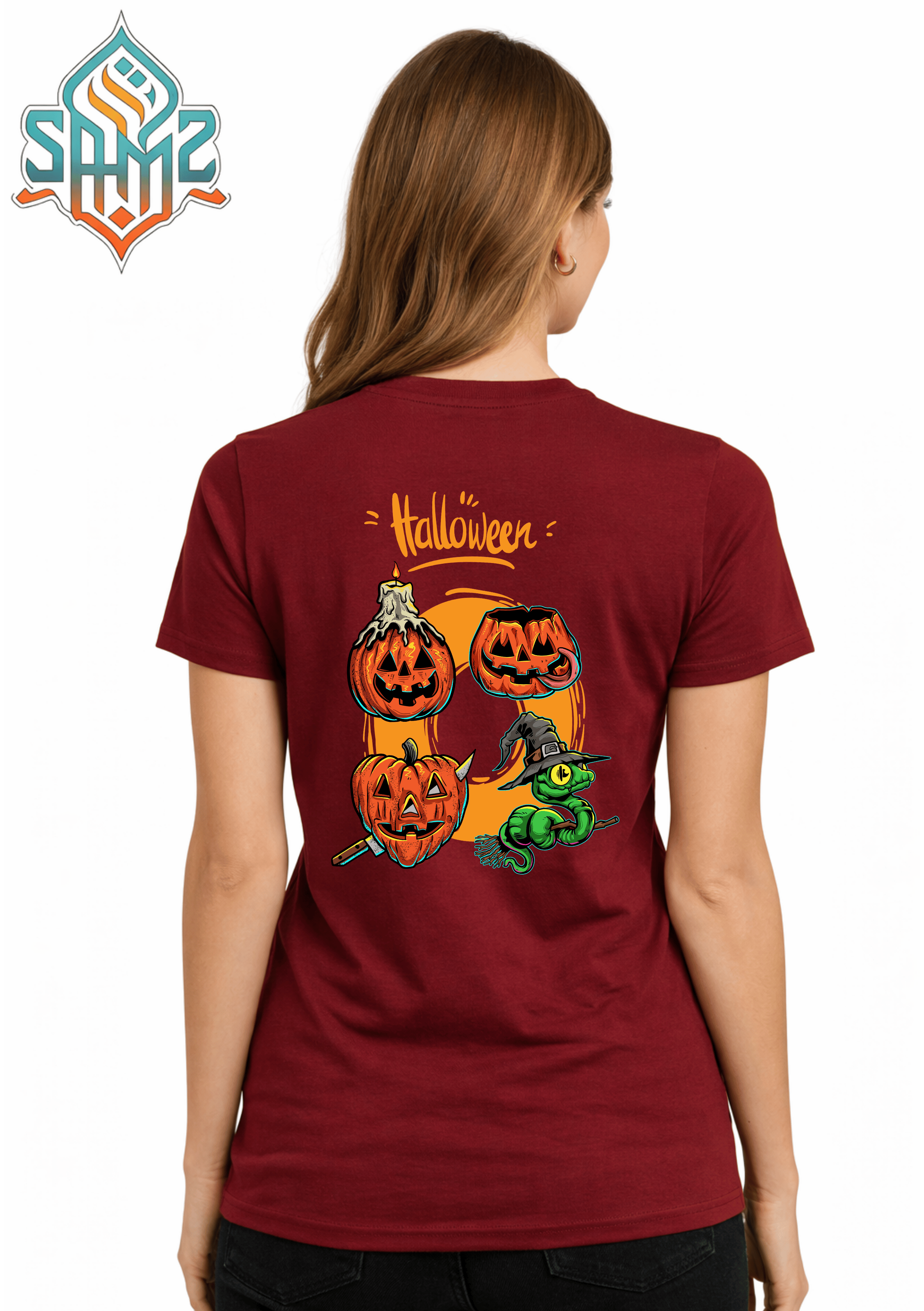 Halloween Pumpkins Witch – Premium DTF Transfer Print for T-Shirts | Custom Heat Transfer Unisex | High Quality Shirt Printing | SAMZ 24