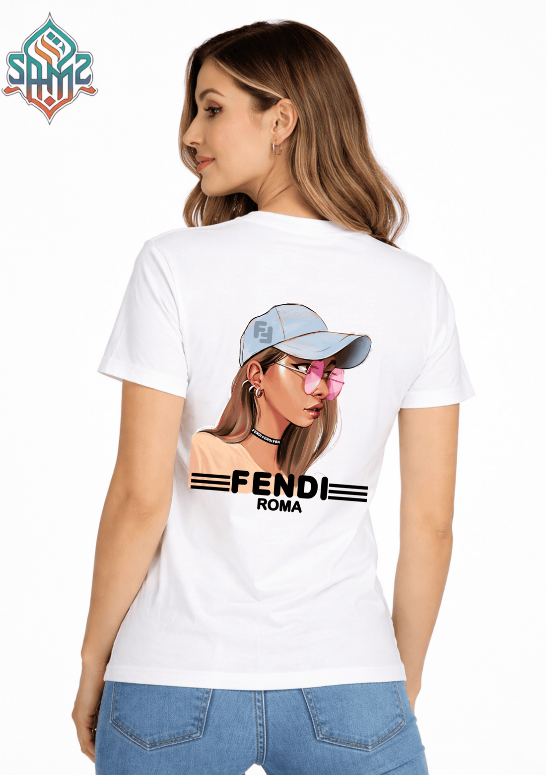 WOMAN FENDI – Premium DTF Transfer Print for T-Shirts | Custom Heat Transfer Design for Men Women Kids | High Quality Graphic Shirt Printing | SAMZ 24