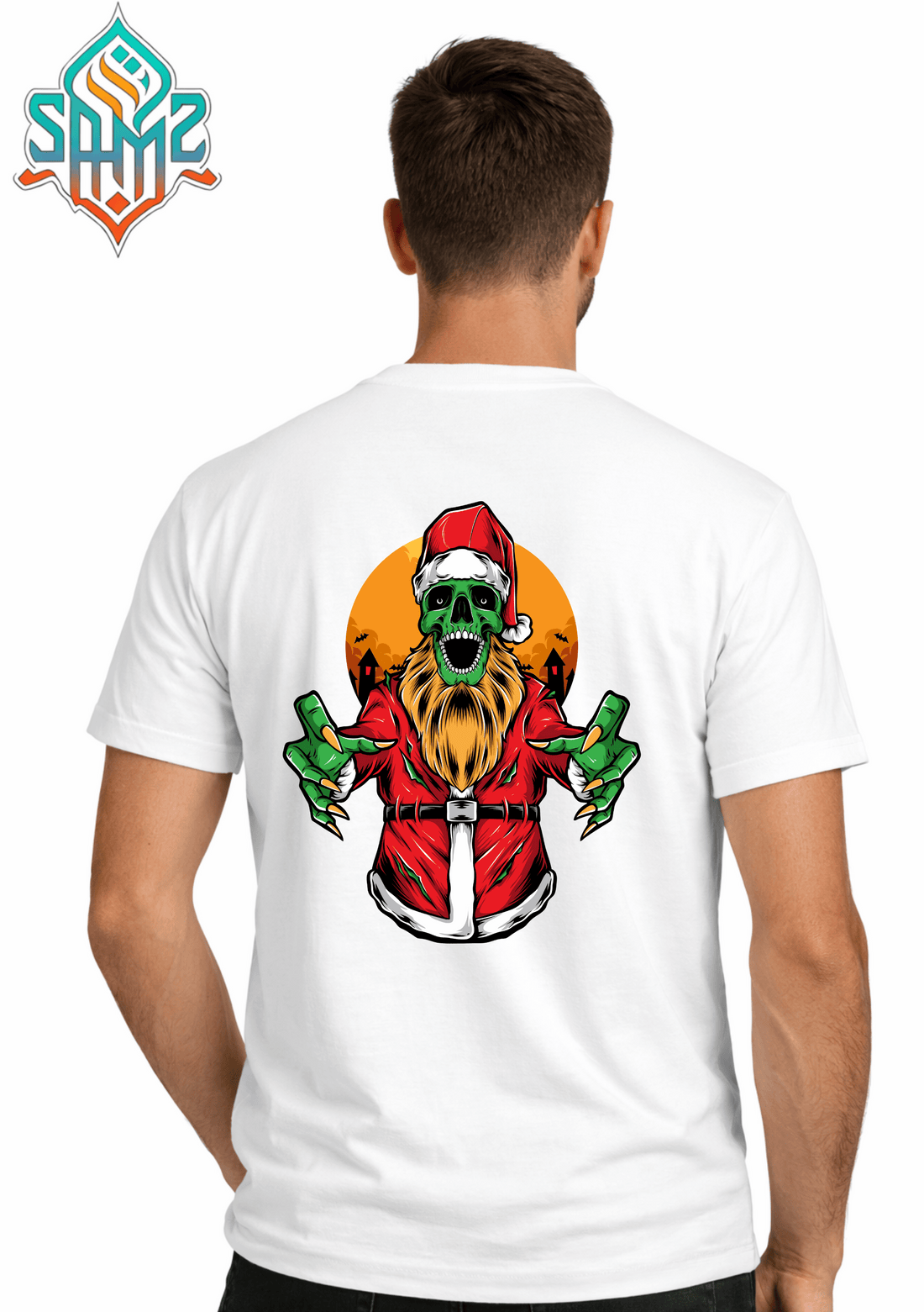 Skull Santa – Premium DTF Transfer Print for T-Shirts | Custom Heat Transfer Design Unisex | High Quality Shirt Printing | SAMZ 24