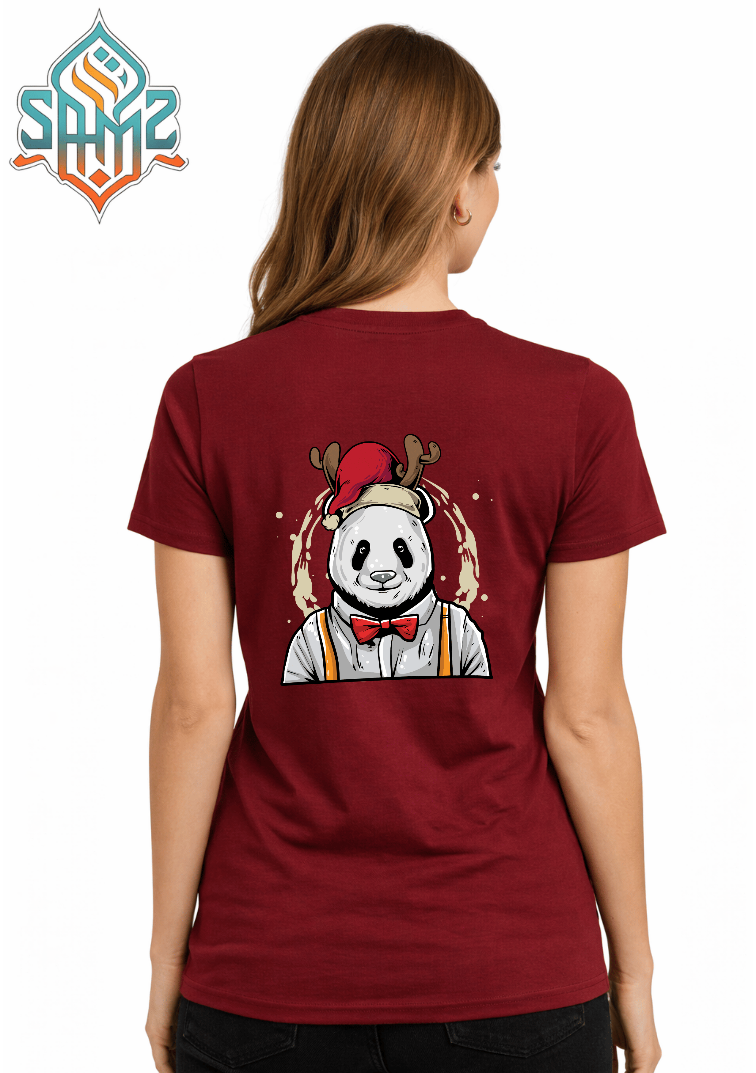 Christmas Panda – Premium DTF Transfer Print for T-Shirts | Custom Heat Transfer Unisex | High Quality Shirt Printing | SAMZ 24