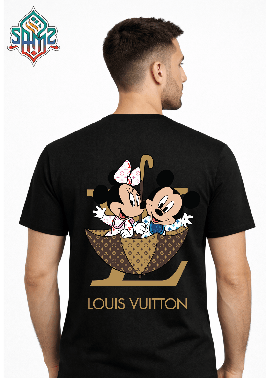 Louis Vuitton Mickey Mouse Couple – Premium DTF Transfer Print for T-Shirts | Custom Heat Transfer Design for Men Women Kids | High Quality Graphic Shirt Printing | SAMZ 24
