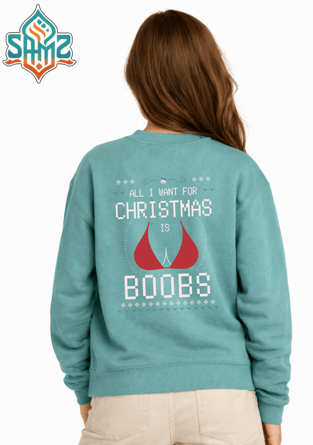 All I Want For Christmas Is Boobs – Premium DTF Transfer Print for T-Shirts | Custom Heat Transfer Unisex | High Quality Shirt Printing | SAMZ 24