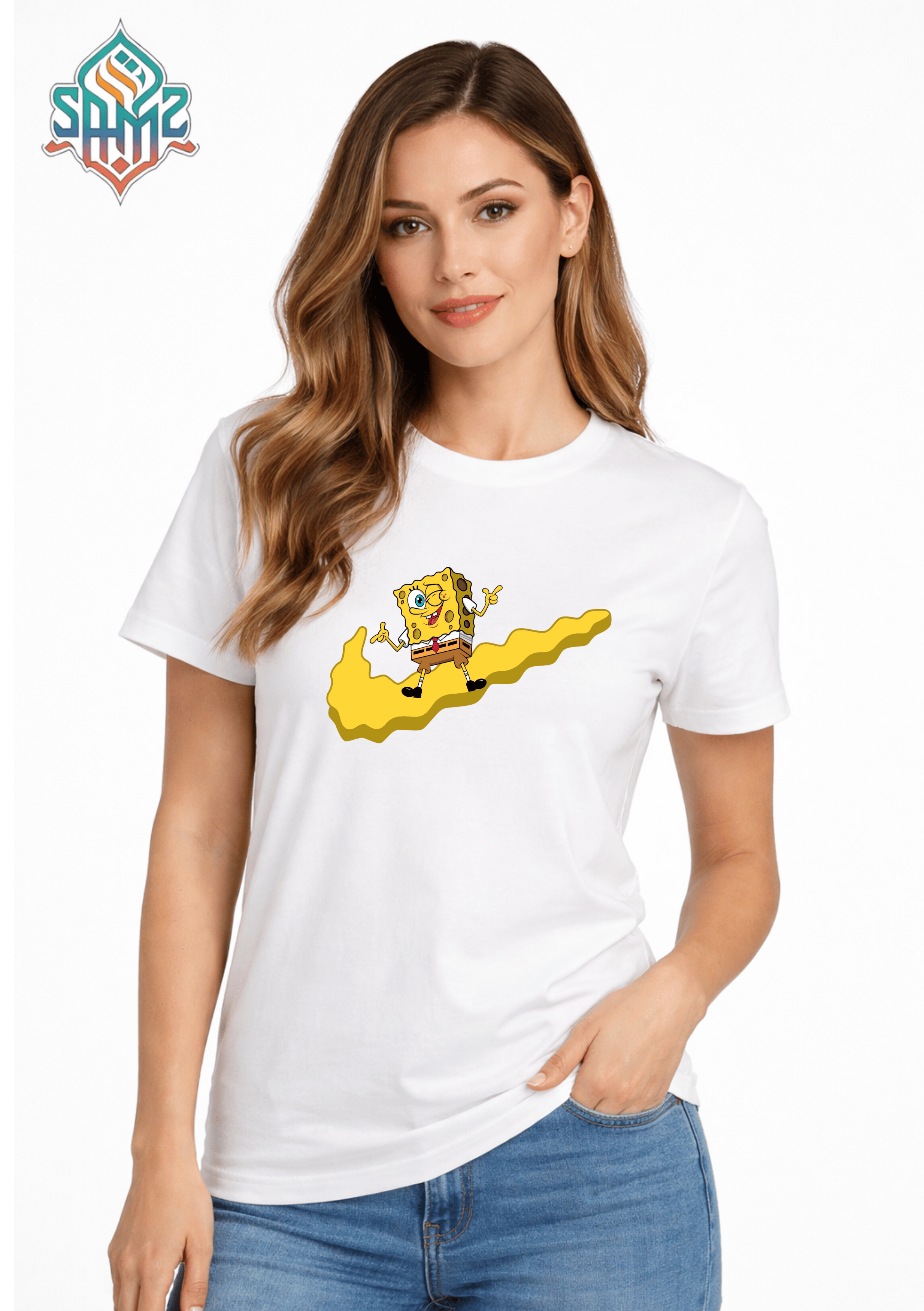 Sponge Bob Nike Design – Premium DTF Transfer Print for T-Shirts | Custom Heat Transfer Design for Men Women Kids | High Quality Graphic Shirt Printing | SAMZ 24