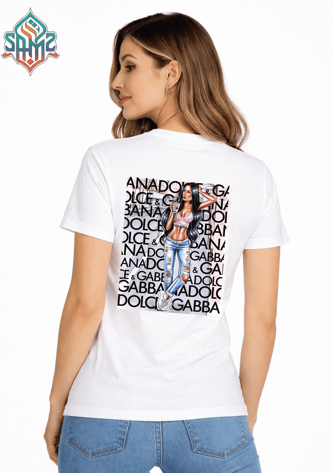 WOMAN DOLCE G– Premium DTF Transfer Print for T-Shirts | Custom Heat Transfer Design for Men Women Kids | High Quality Graphic Shirt Printing | SAMZ 24