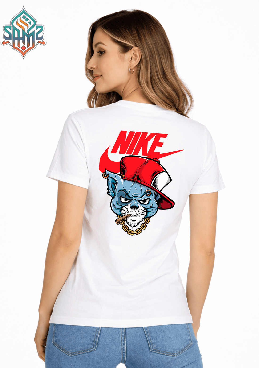 Nike Street Cat Gangster Style – Premium DTF Transfer Print for T-Shirts | Custom Heat Transfer Unisex | High Quality Shirt Printing | SAMZ 24