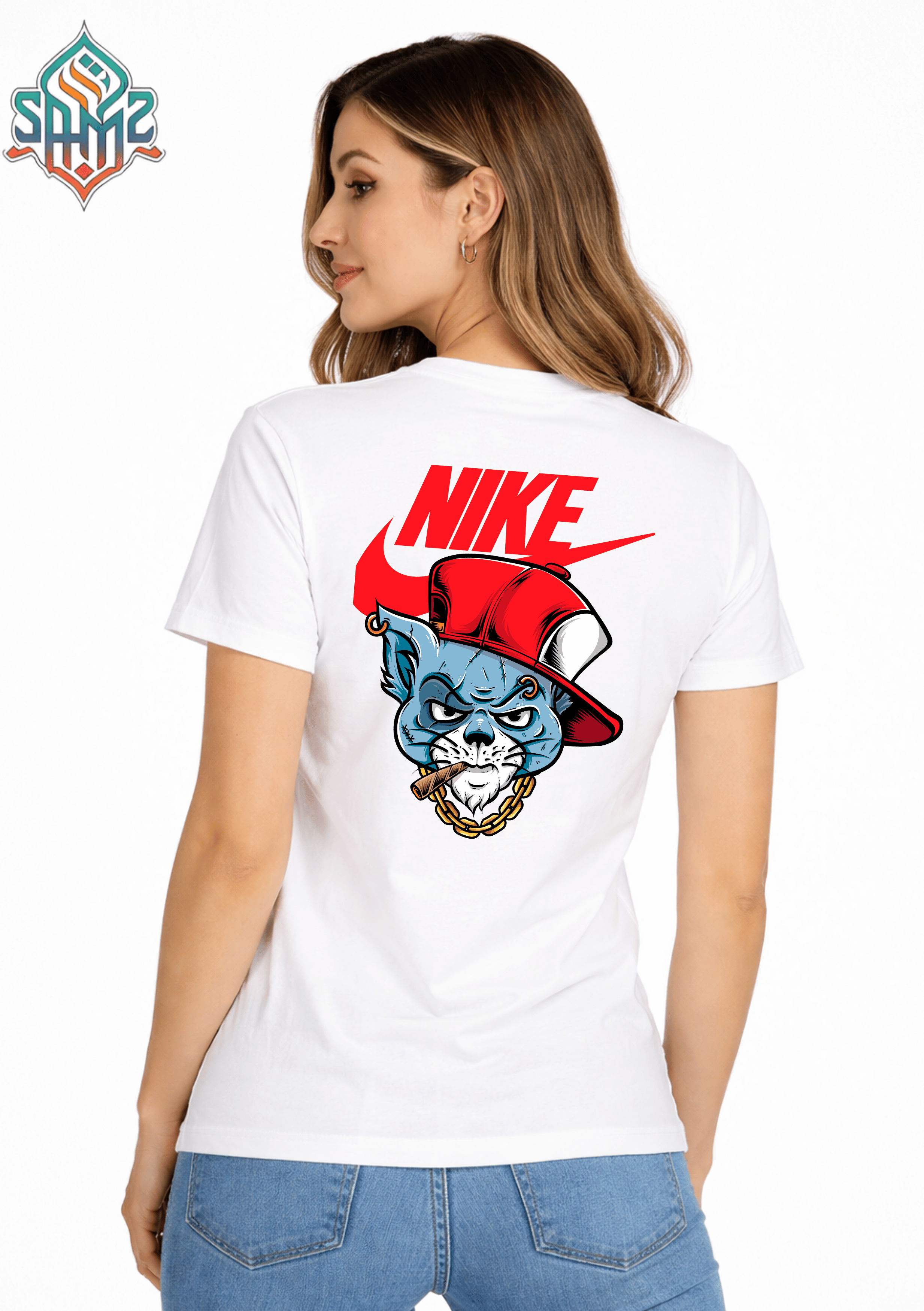 Nike Street Cat Gangster Style – Premium DTF Transfer Print for T-Shirts | Custom Heat Transfer Unisex | High Quality Shirt Printing | SAMZ 24
