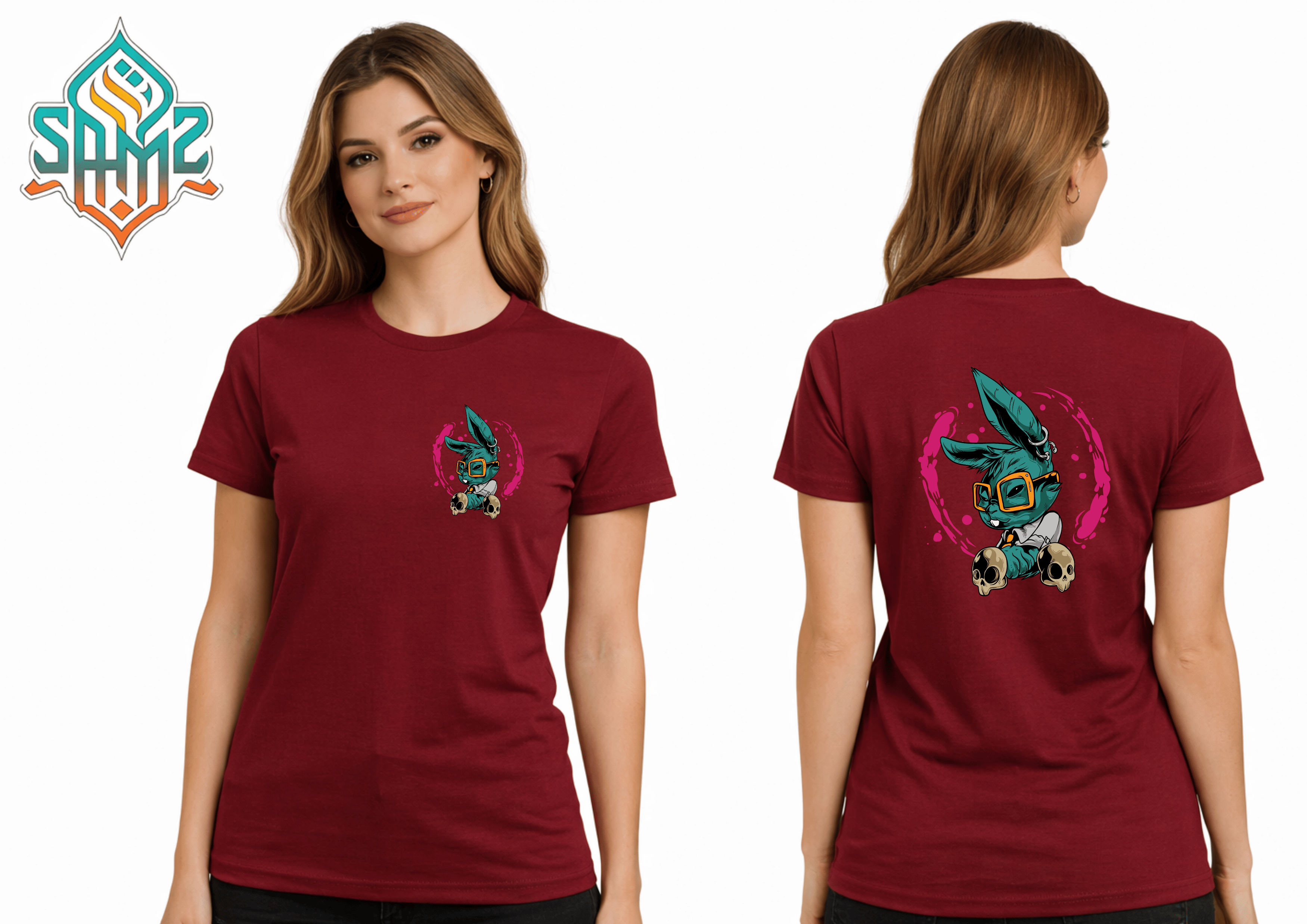 Street Bunny Skull – Premium DTF Transfer Print for T-Shirts | Custom Heat Transfer Unisex | High Quality Shirt Printing | SAMZ 24